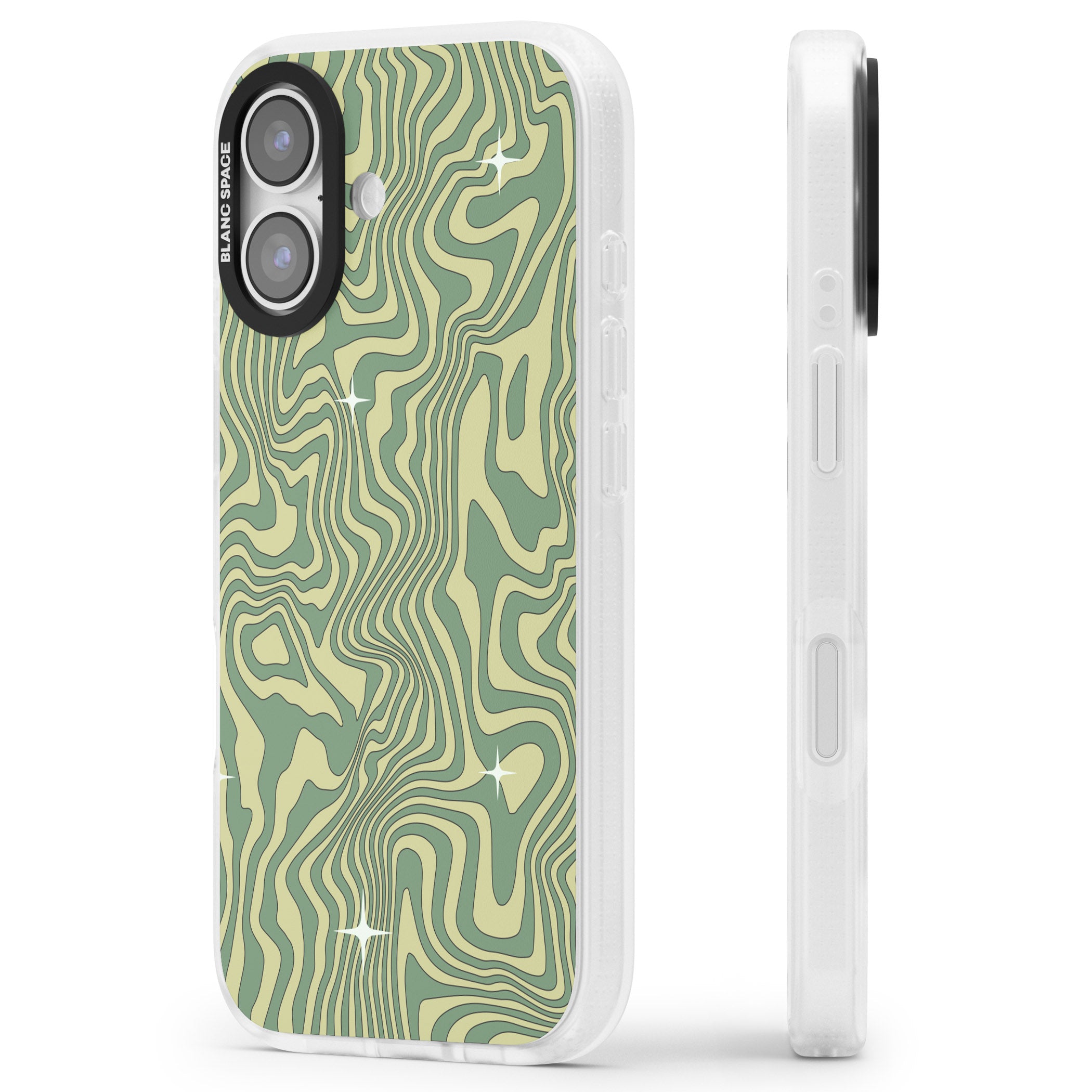 Green Abstract Wave iPhone 17 Impact Air Clear Phone Case Side Profile