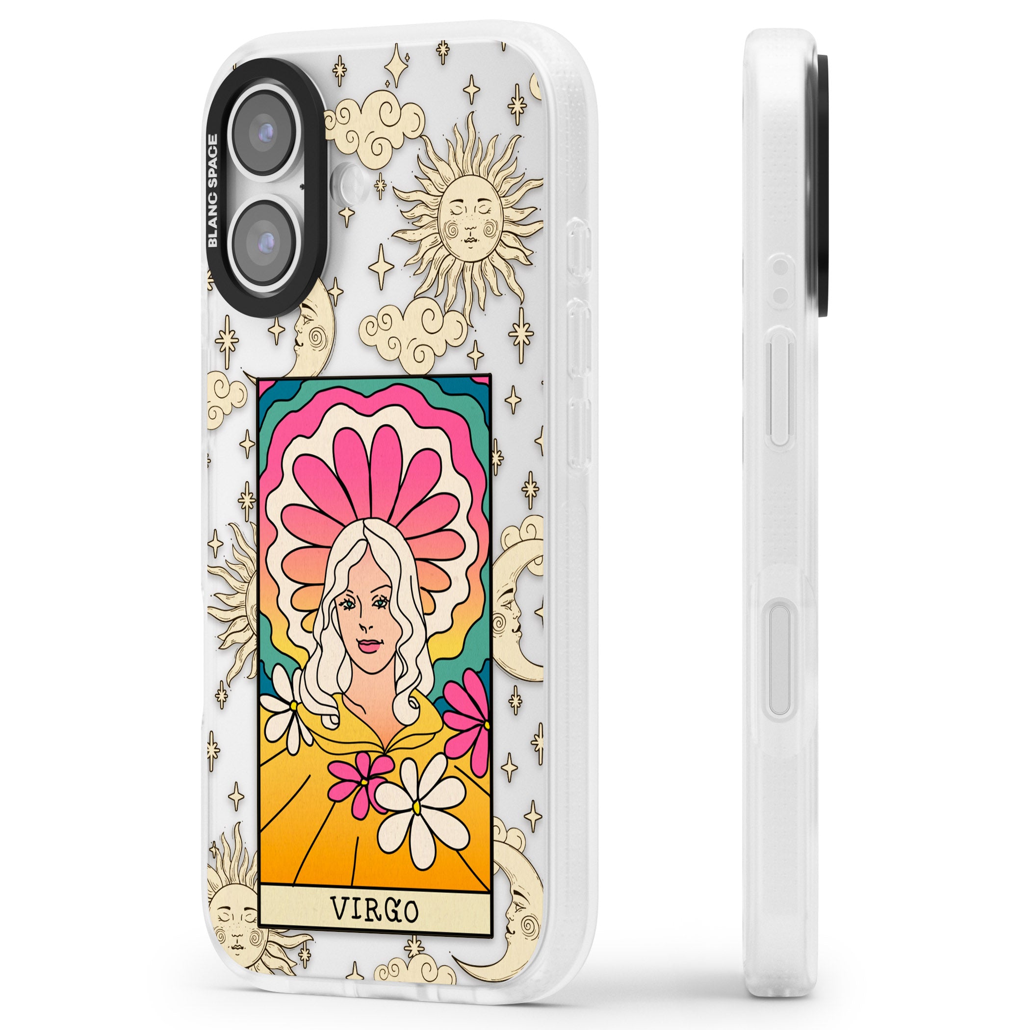 Celestial Zodiac Virgo iPhone 17 Impact Air Clear Phone Case Side Profile