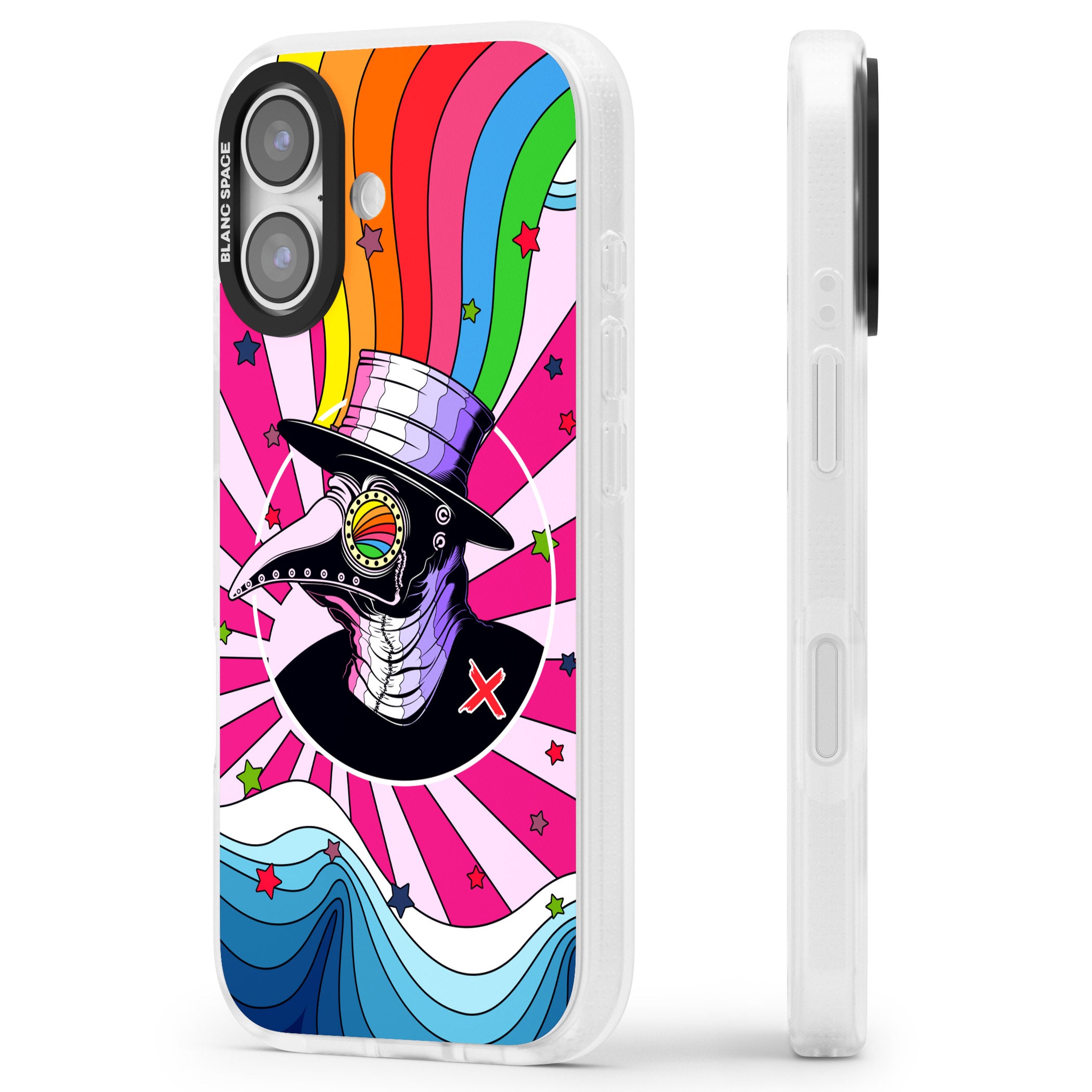 Plague Doctor Passion iPhone 17 Impact Air Clear Phone Case Side Profile