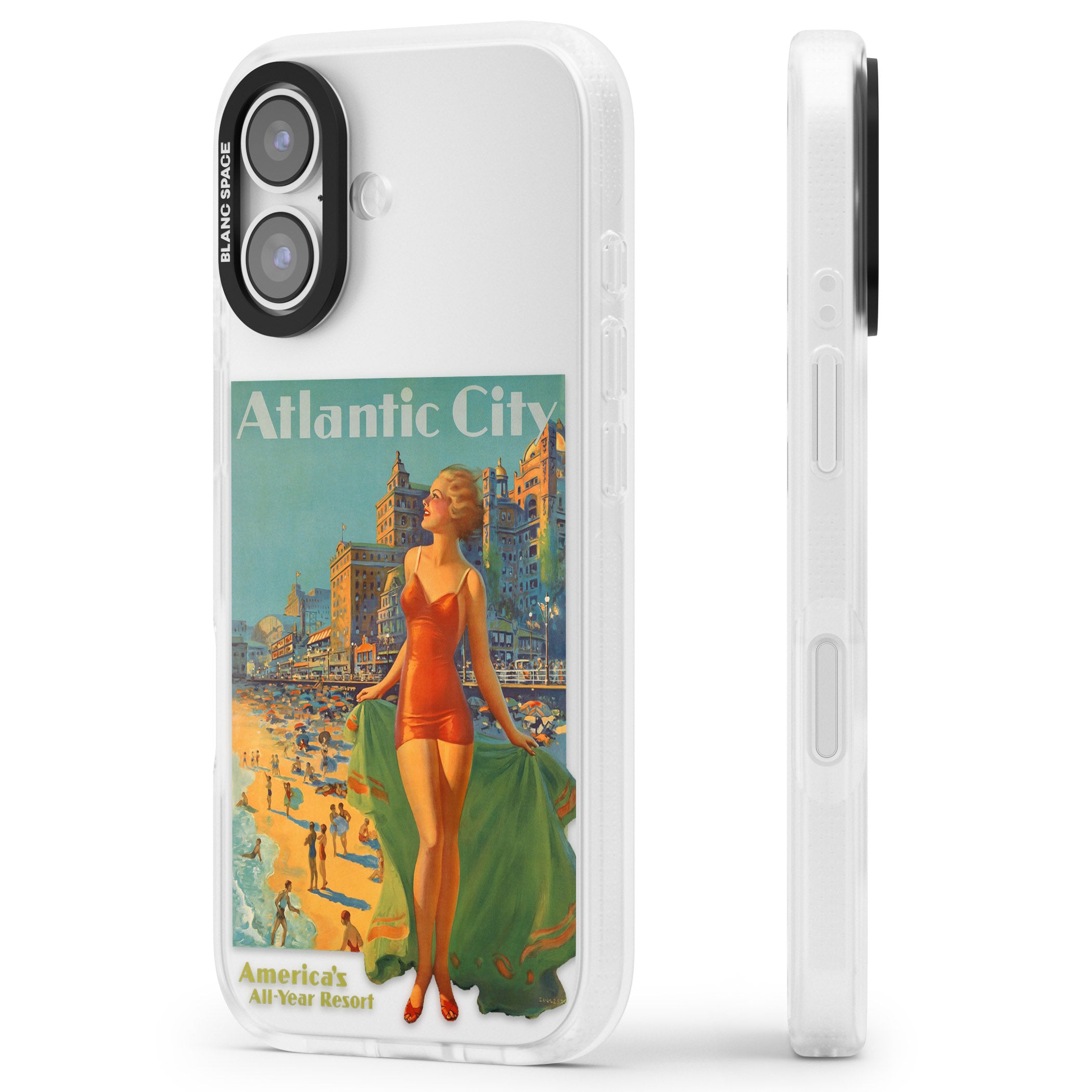 Atlantic City Vacation Poster iPhone 17 Impact Air Clear Phone Case Side Profile