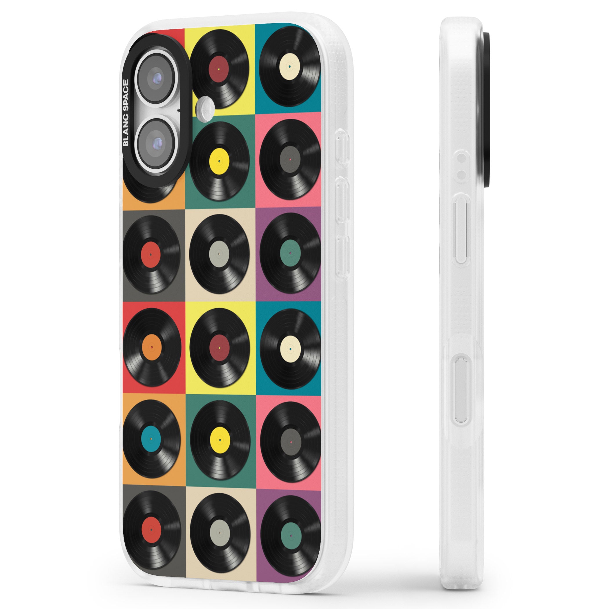 Vinyl Record Pattern iPhone 17 Impact Air Clear Phone Case Side Profile