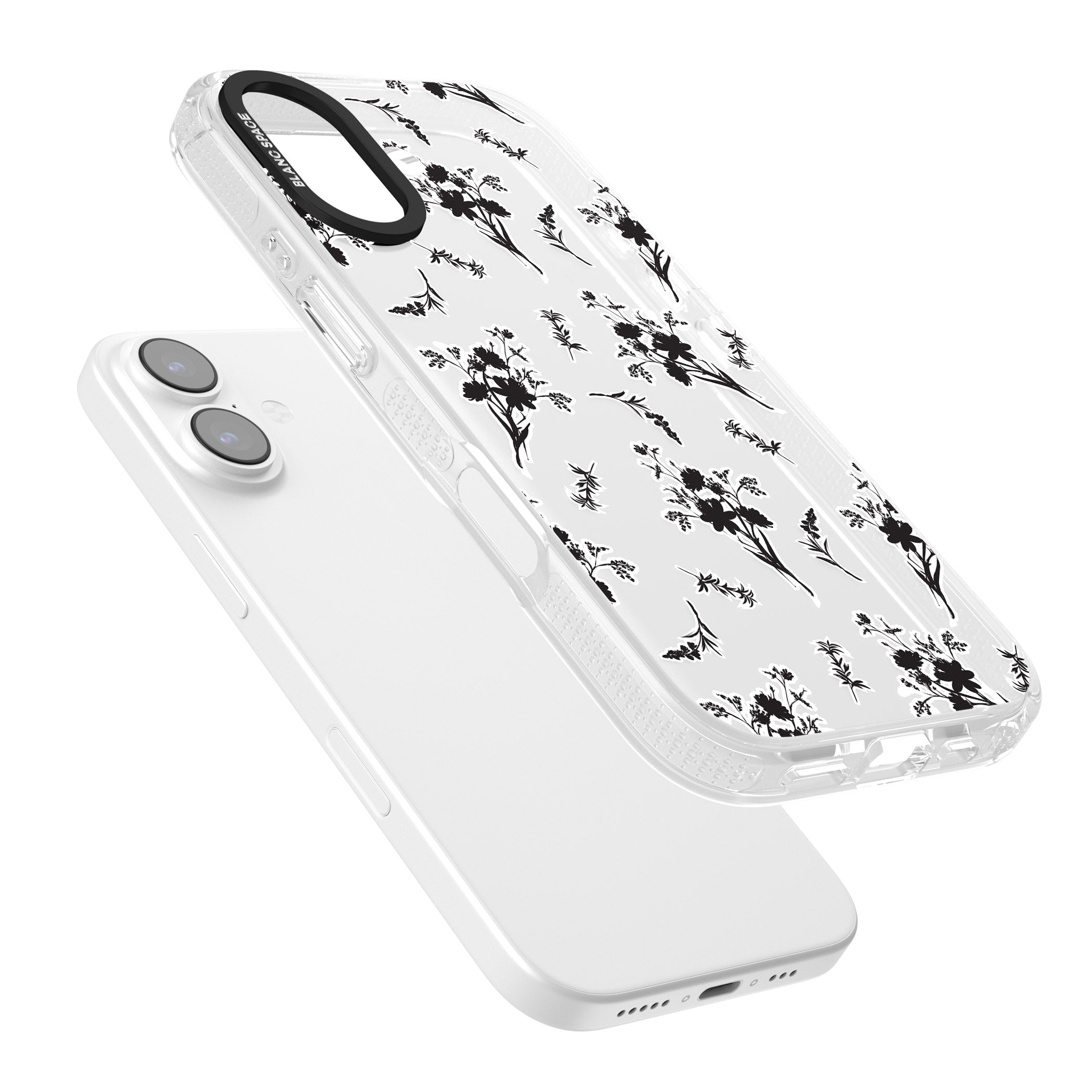 Black Sticker Wildflowers iPhone 17 Impact Air Clear Phone Case Colours