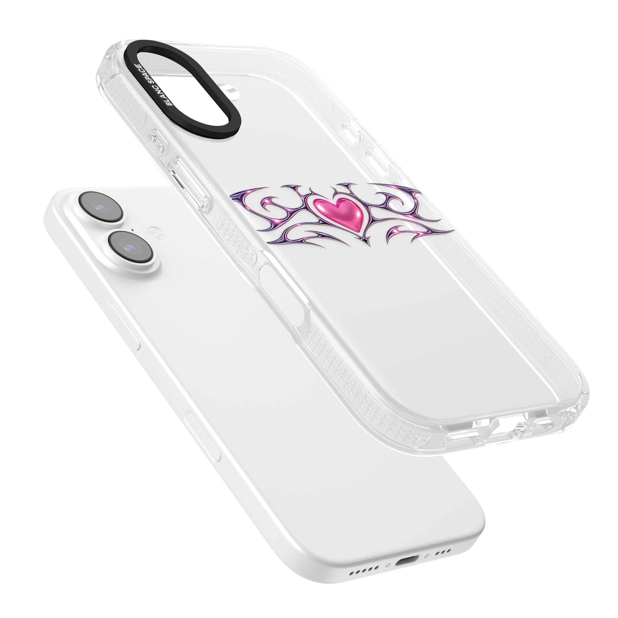 Pink Chrome Heart y2k iPhone case | Clear Case Impact Air case for iPhone 17