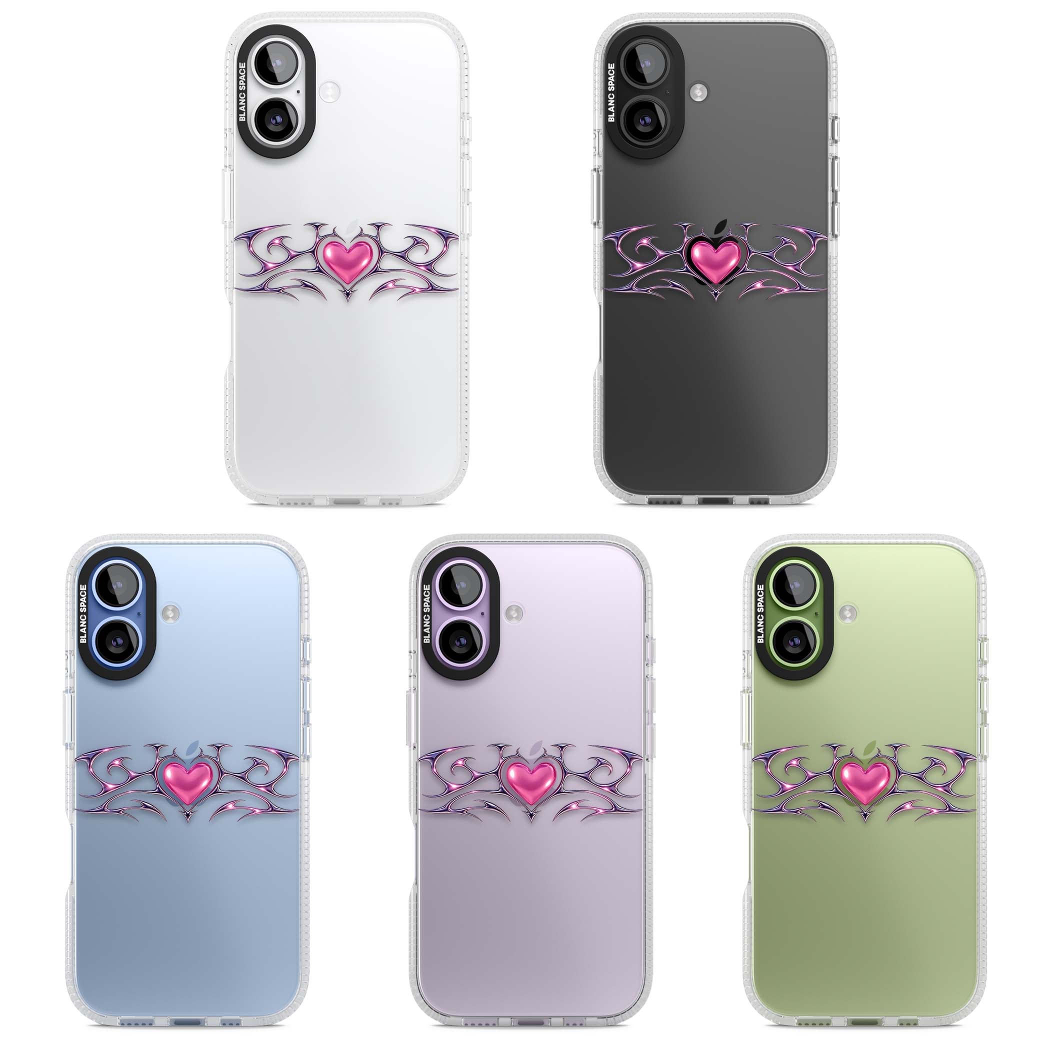Pink Chrome Heart y2k iPhone case | Clear Case Impact Air case for iPhone 17