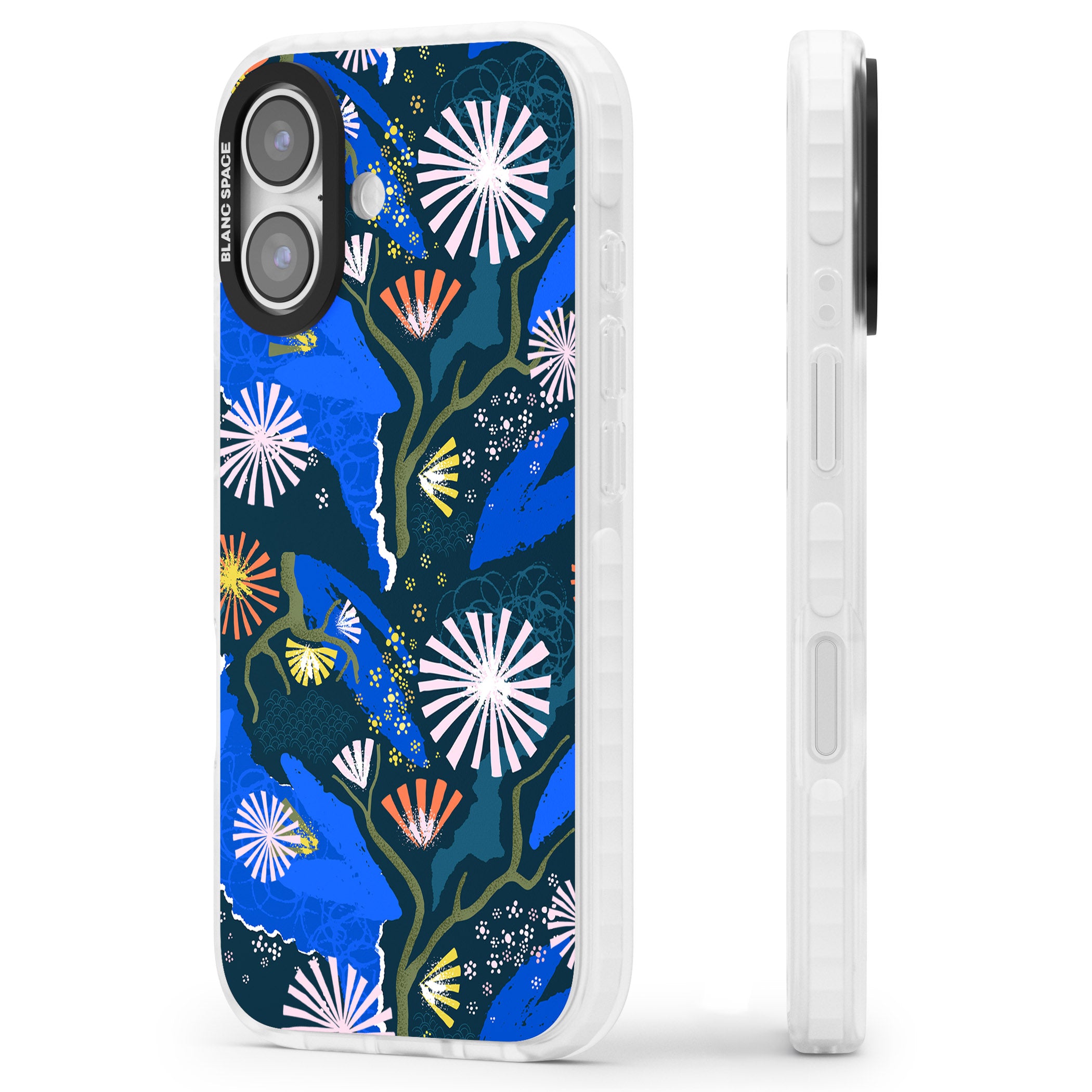 Dark Botanicals Abstract Pattern iPhone 17 Impact Clear Phone Case Side Profile