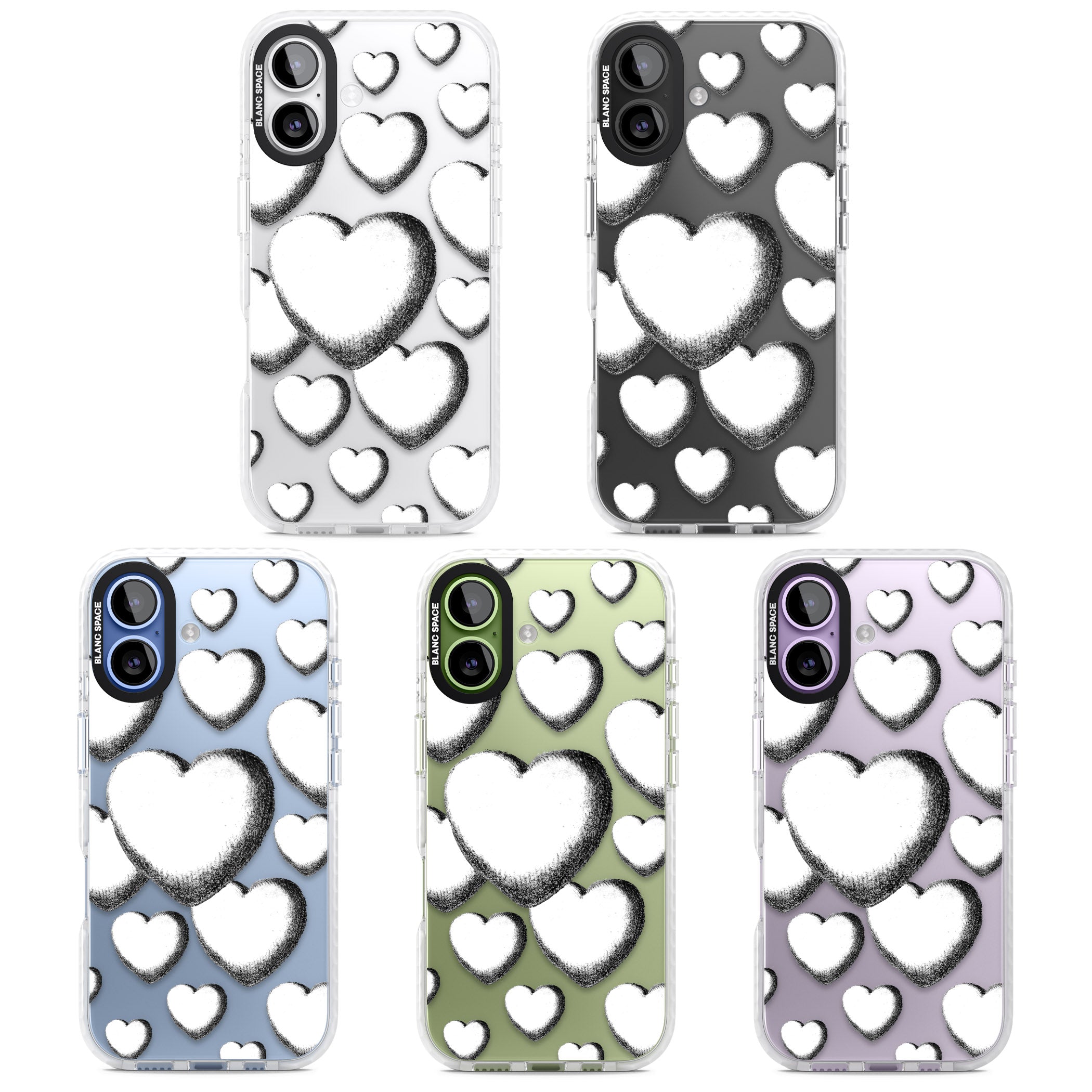 Hand Drawn Hearts iPhone 17 Impact Clear Phone Case APT Impact Protection