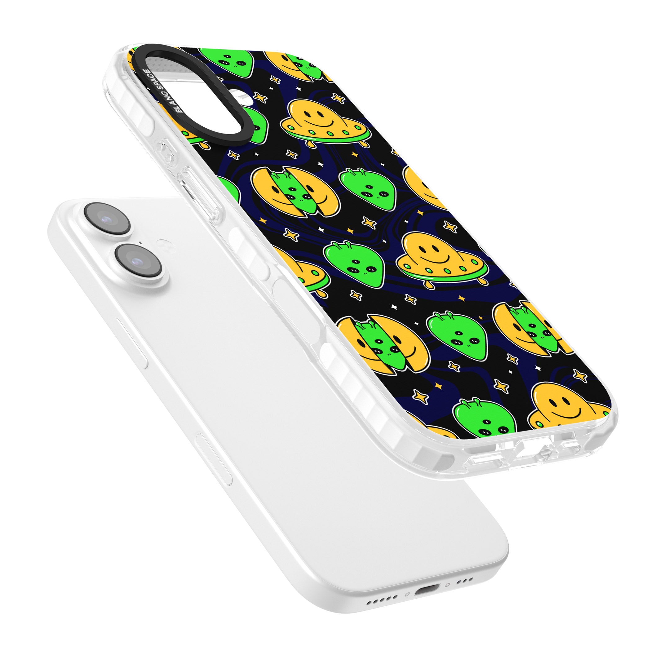 Alien Head Pattern iPhone 17 Impact Clear Phone Case Colours