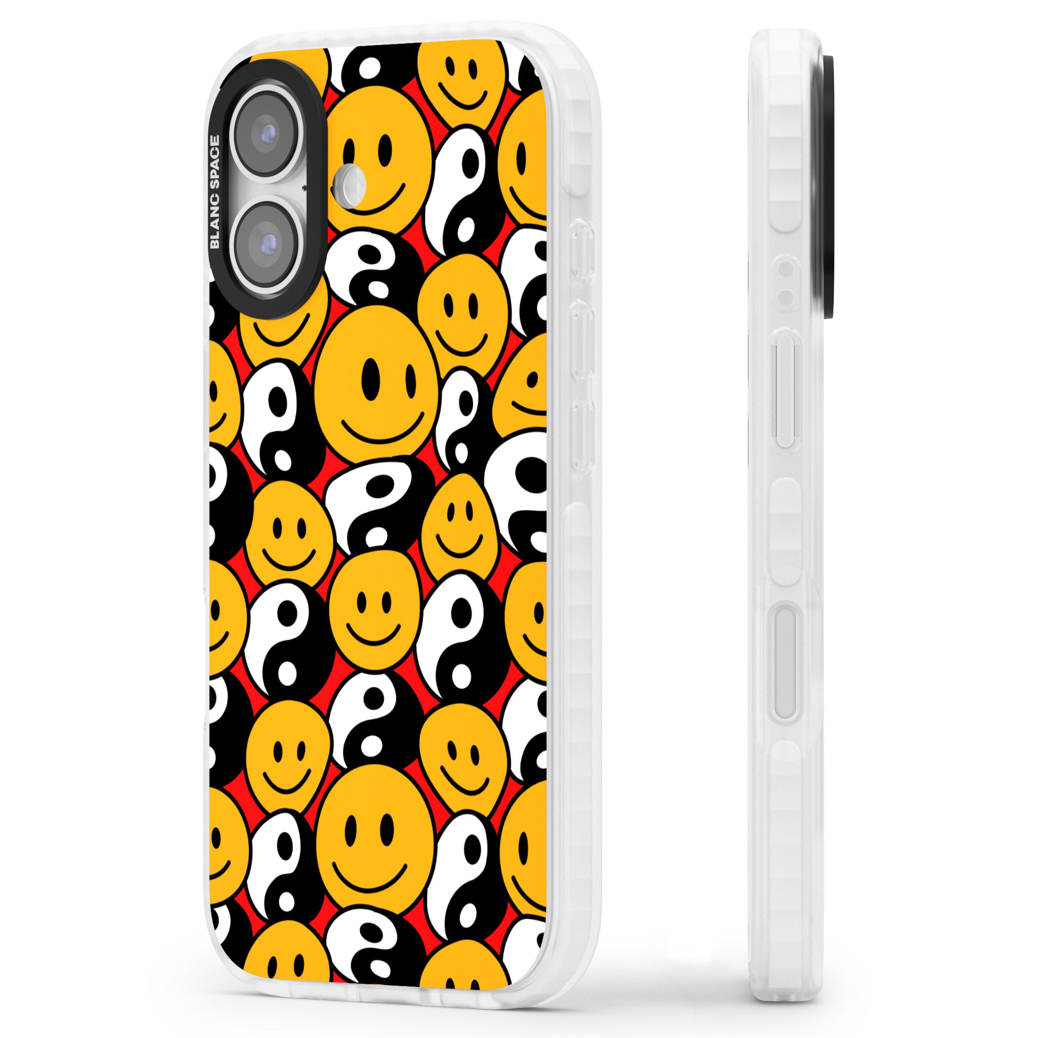 Yin Yang & Faces iPhone 17 Impact Clear Phone Case Side Profile