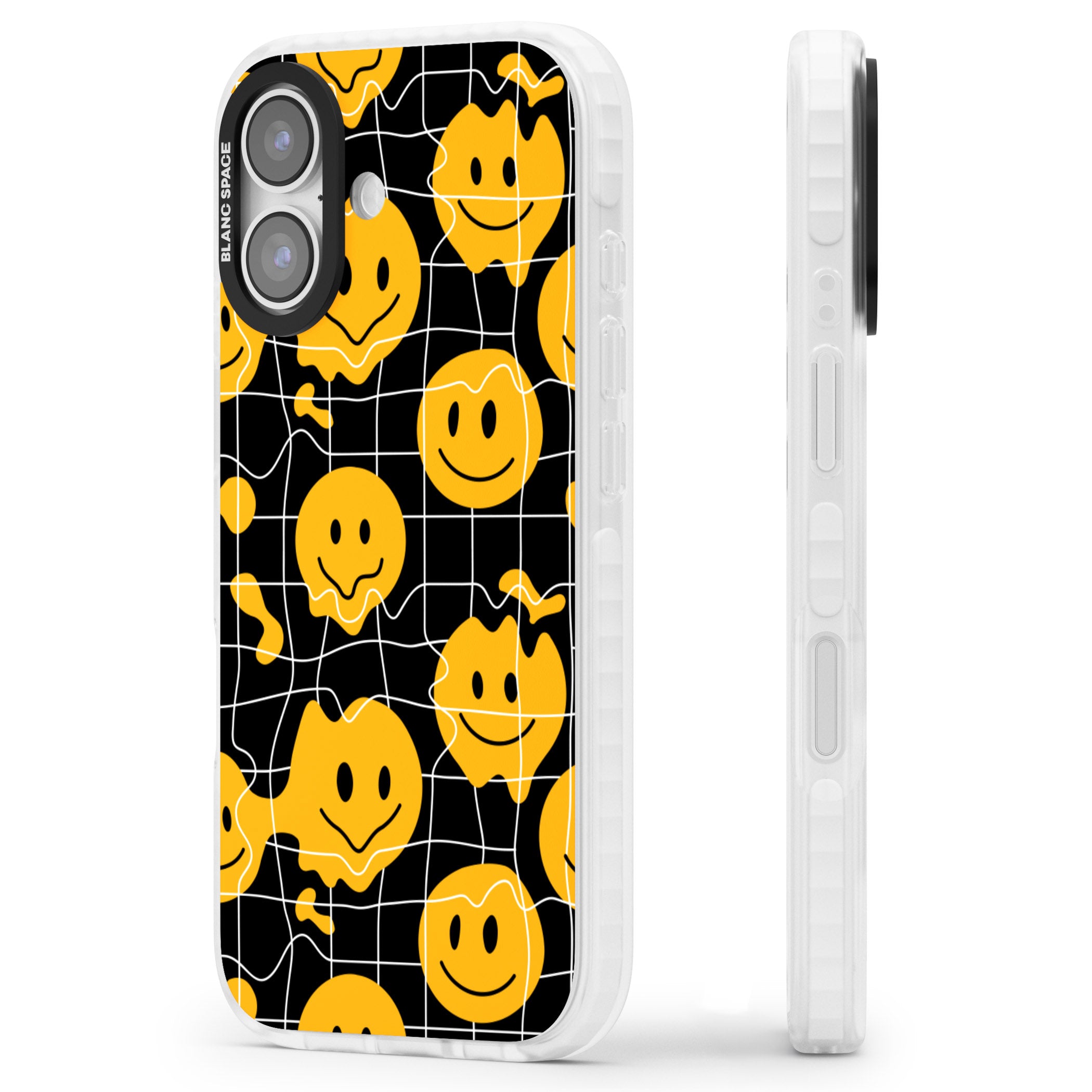 Acid Face Grid Pattern iPhone 17 Impact Clear Phone Case Side Profile