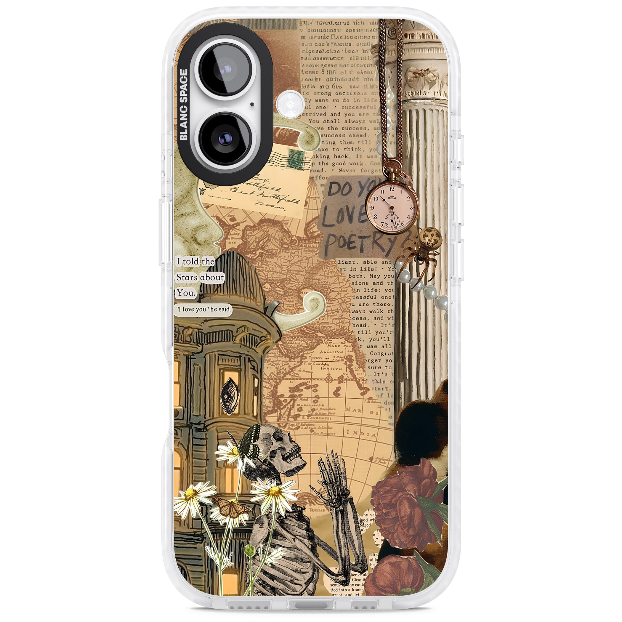 Skeleton Poetry iPhone 17 Impact Clear Phone Case