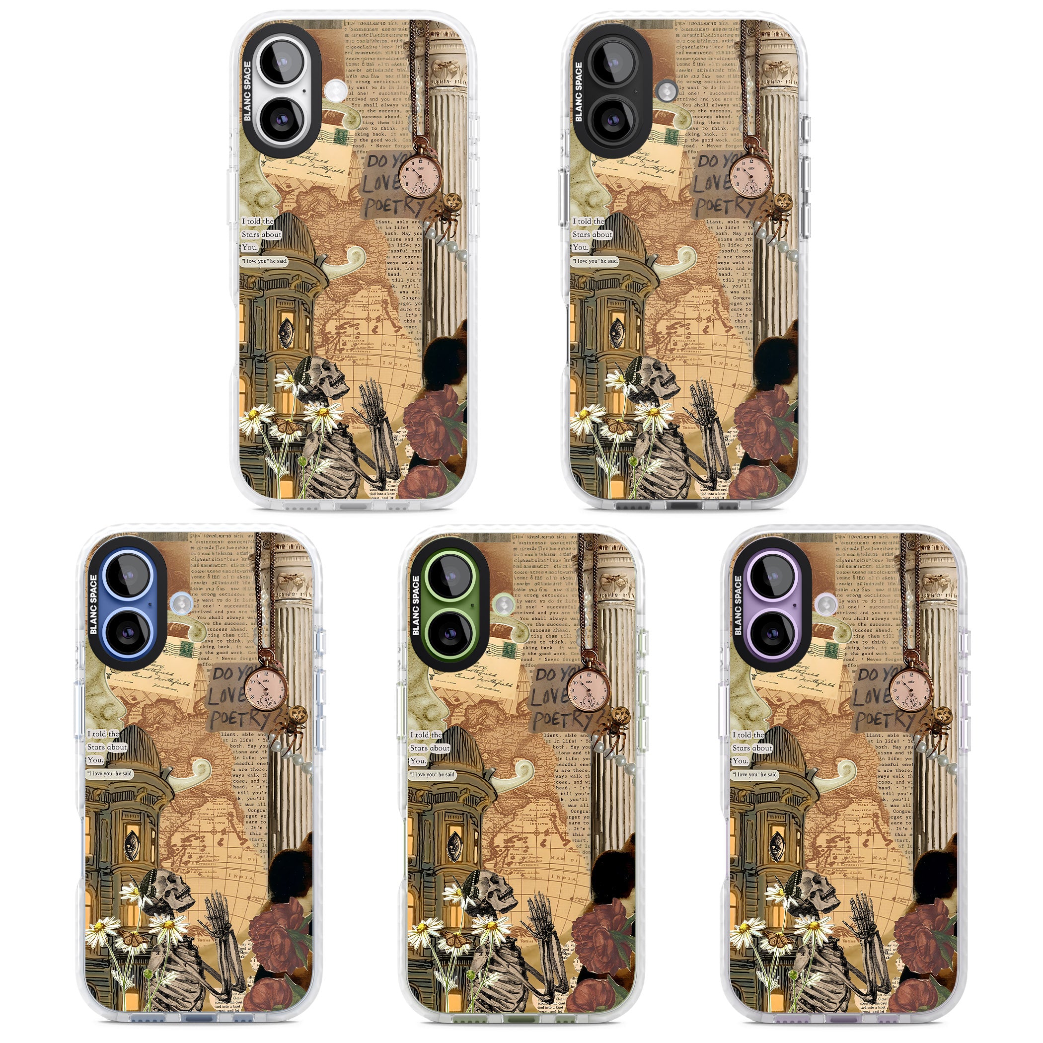 Skeleton Poetry iPhone 17 Impact Clear Phone Case APT Impact Protection