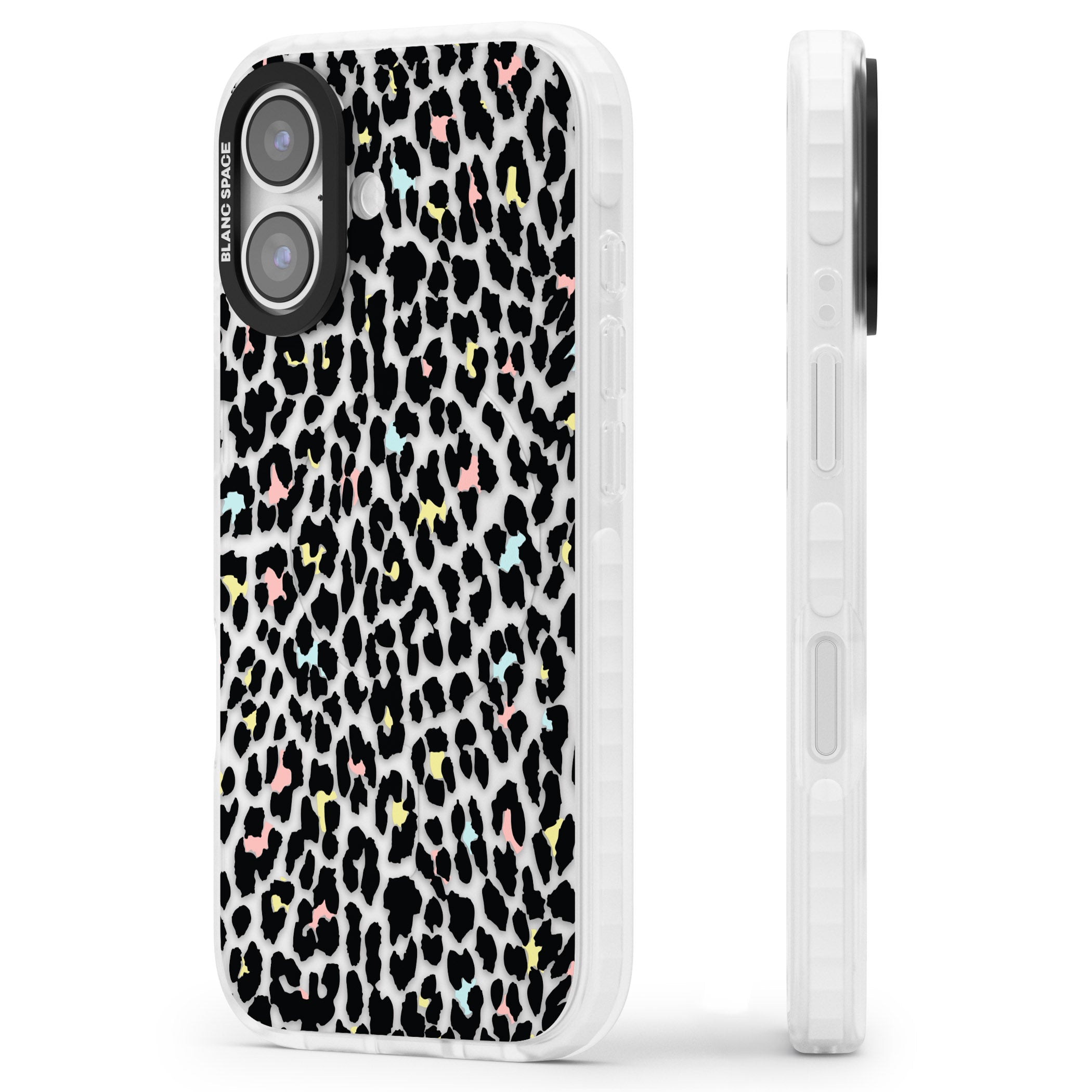 Pastel Leopard Print iPhone 17 Impact Clear Phone Case Side Profile