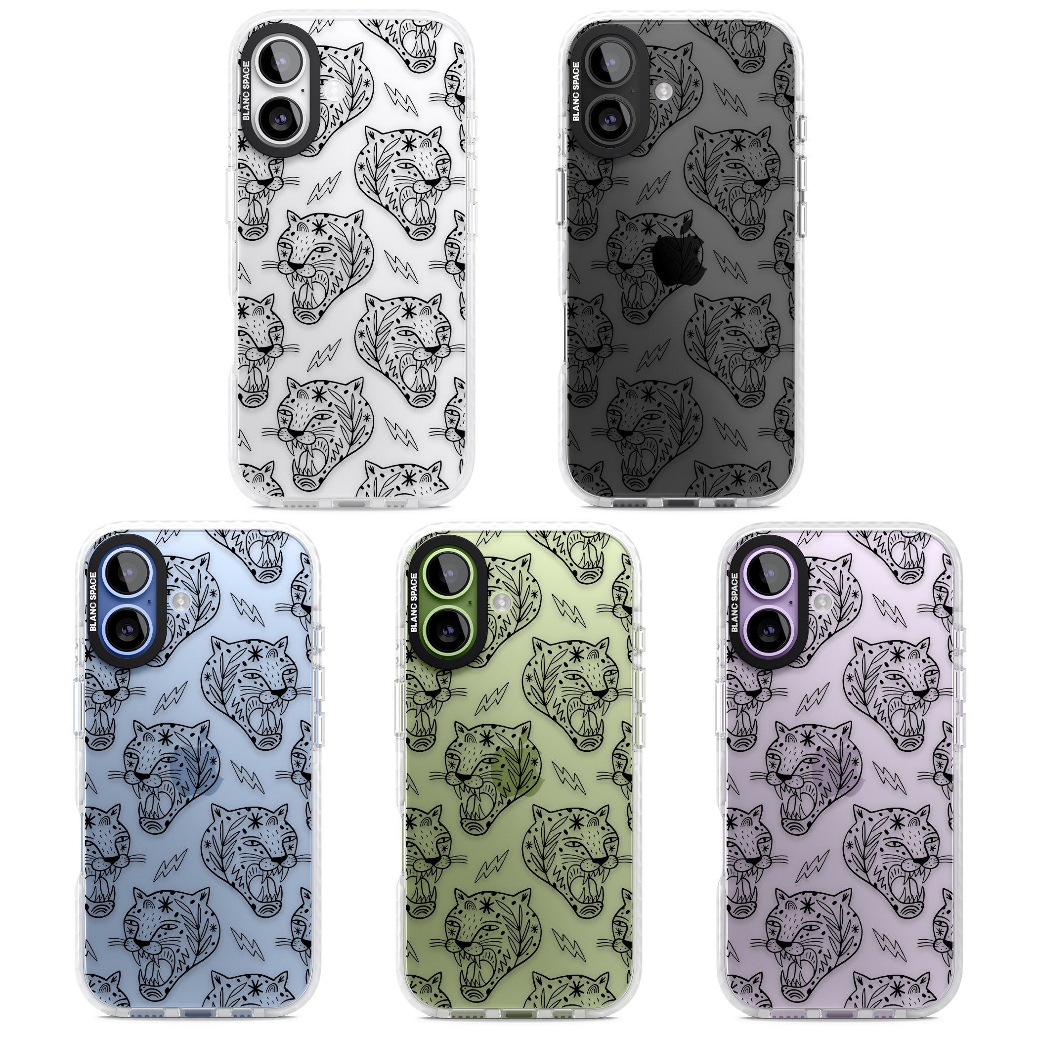 Black Tiger Roar Pattern iPhone 17 Impact Clear Phone Case APT Impact Protection