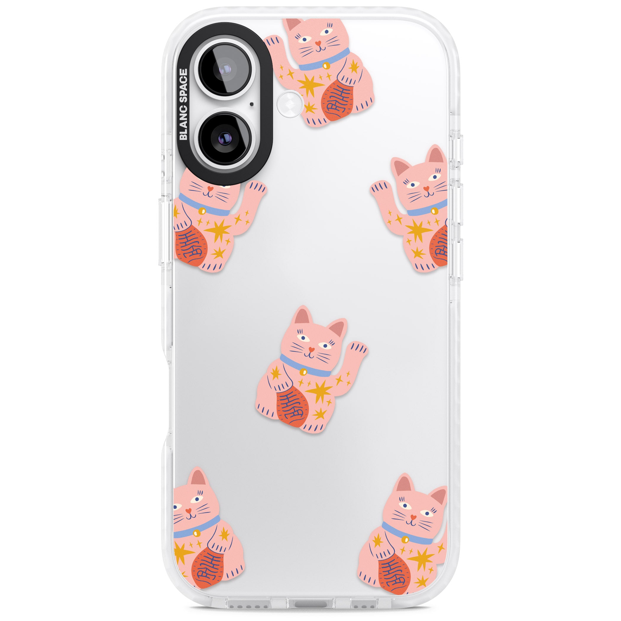 Waving Cat Pattern iPhone 17 Impact Clear Phone Case