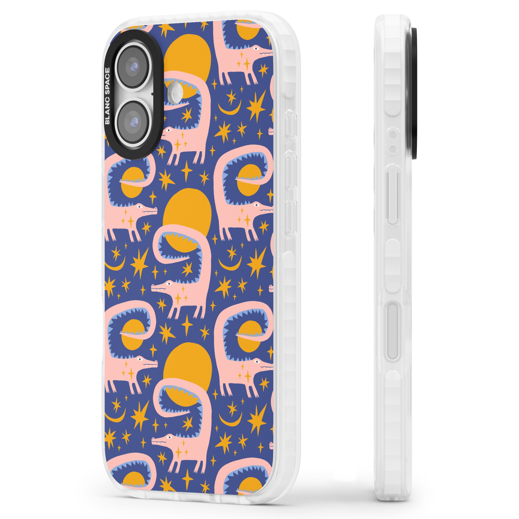 Sun Croc Pattern iPhone 17 Impact Clear Phone Case Side Profile