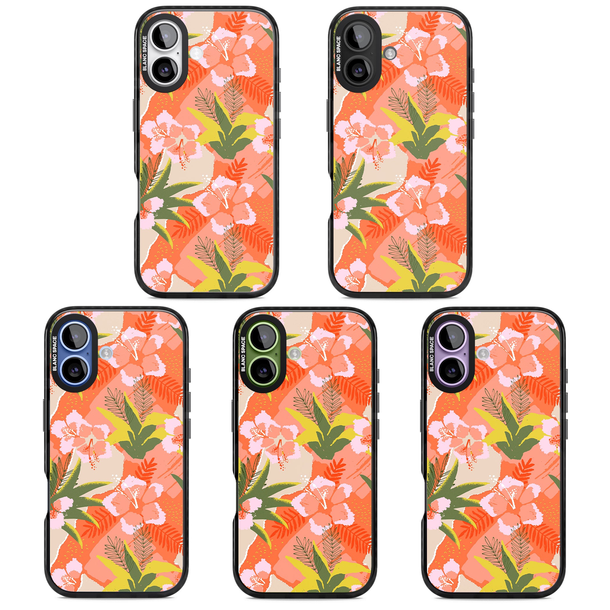 Hawaiian Flowers Abstract Pattern iPhone 17 Impact Black Phone Case APT Impact Protection