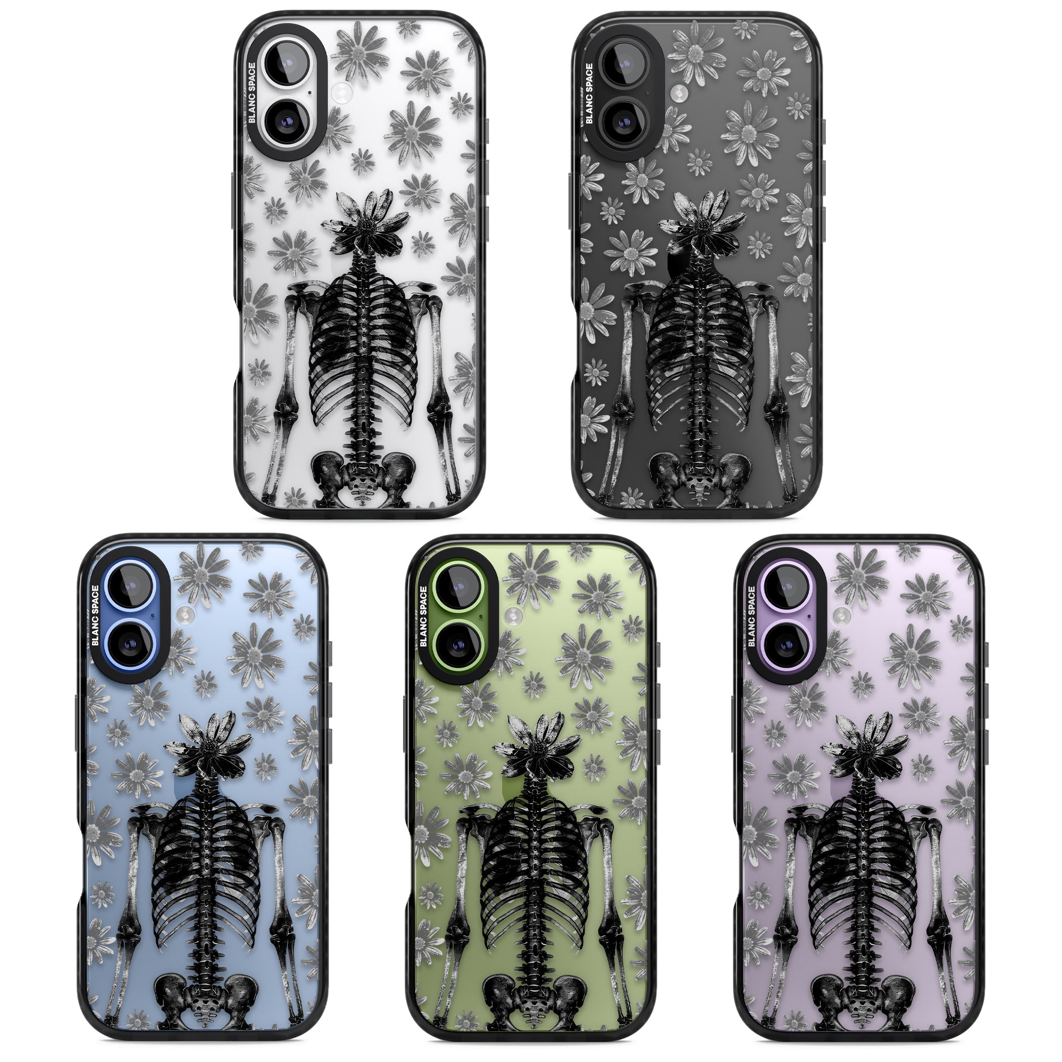 Skeleton Flower iPhone 17 Impact Black Phone Case APT Impact Protection