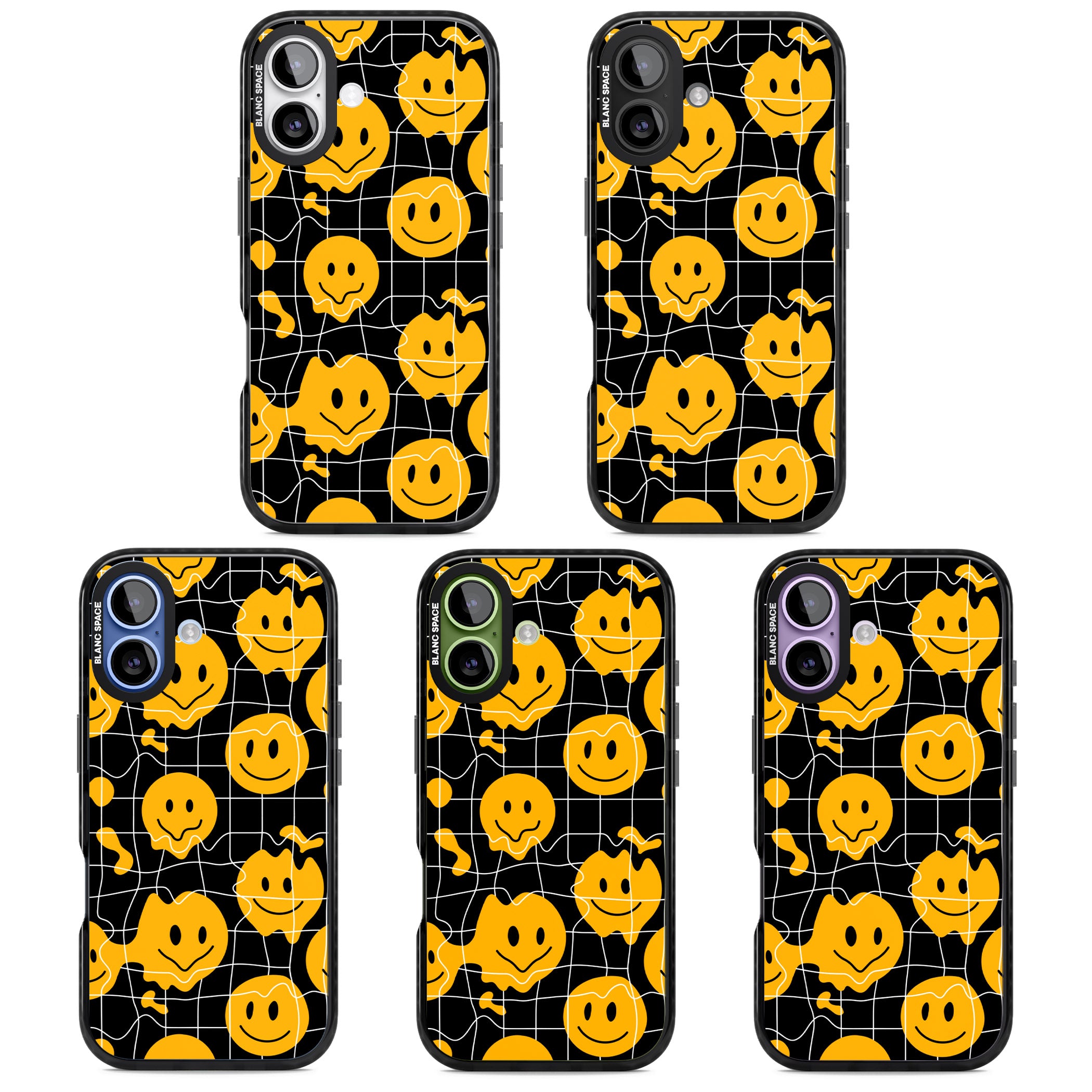 Acid Face Grid Pattern iPhone 17 Impact Black Phone Case APT Impact Protection