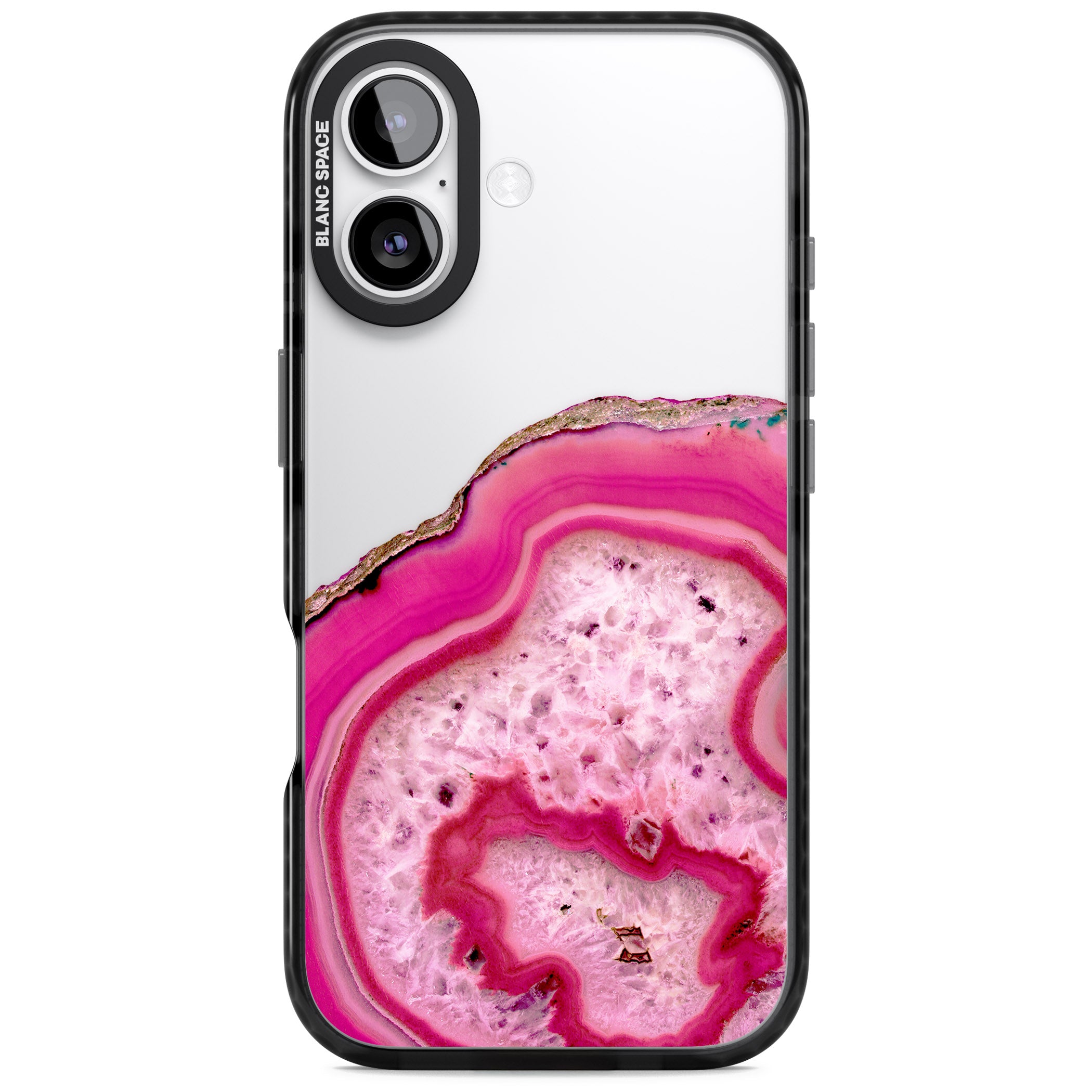 Pink Geode Crystal iPhone 17 Impact Black Phone Case