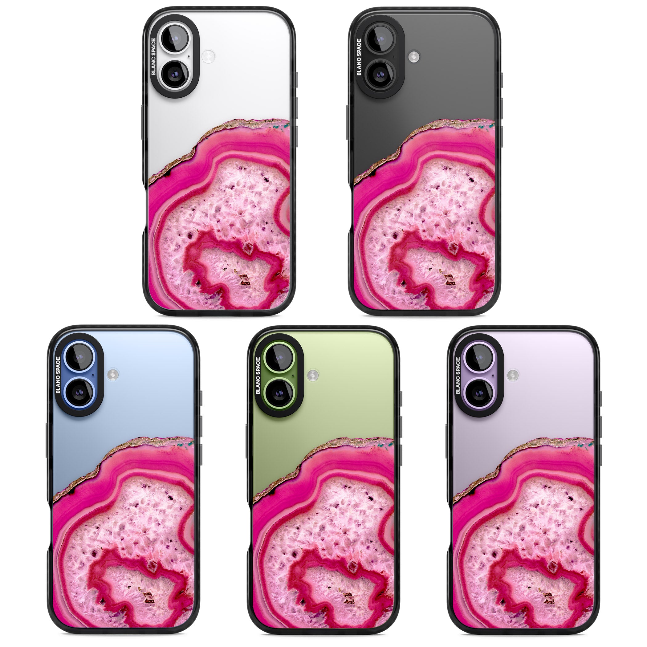 Pink Geode Crystal iPhone 17 Impact Black Phone Case APT Impact Protection