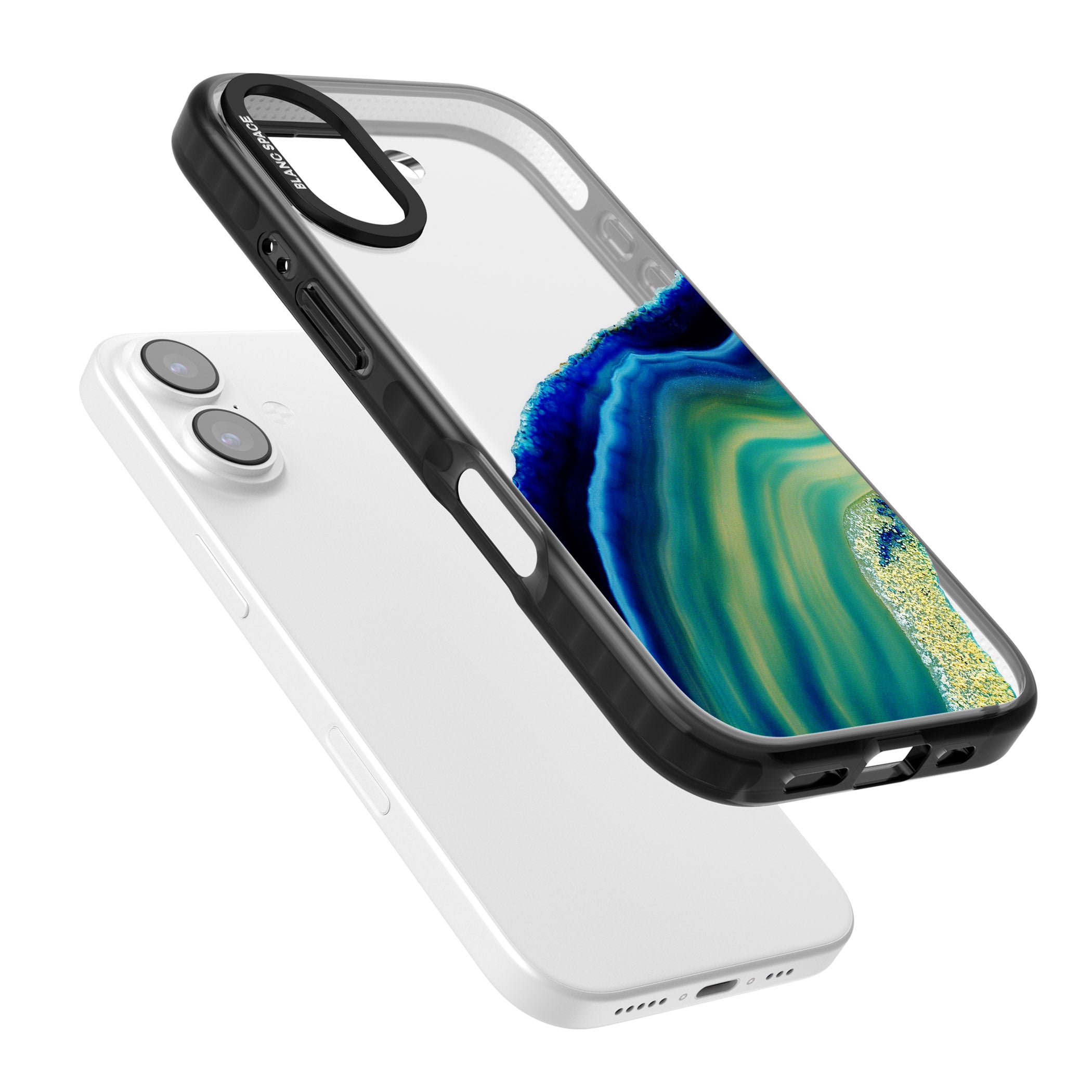 Green & Blue Emerald Geode iPhone 17 Impact Black Phone Case Colours