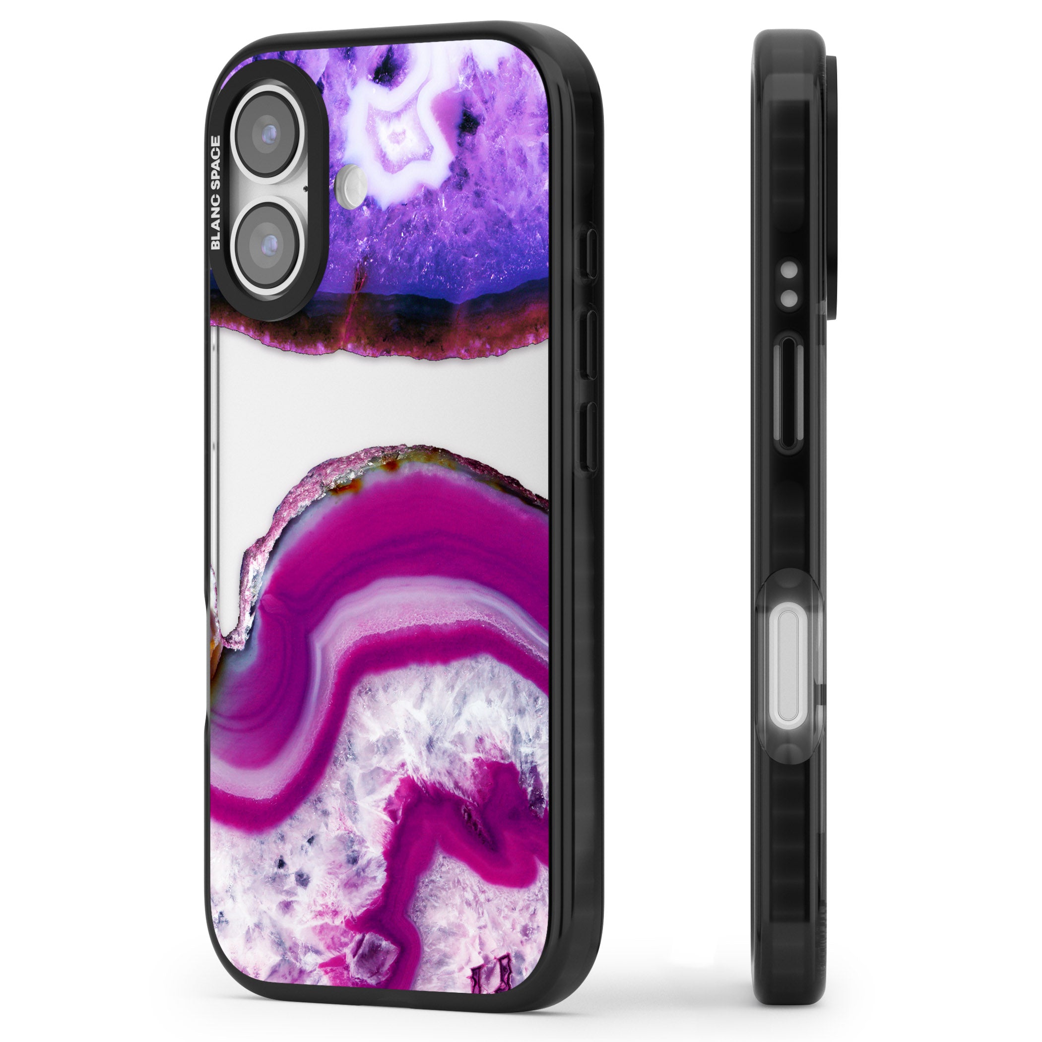 Amethyst Crystal Slice iPhone 17 Impact Black Phone Case Side Profile
