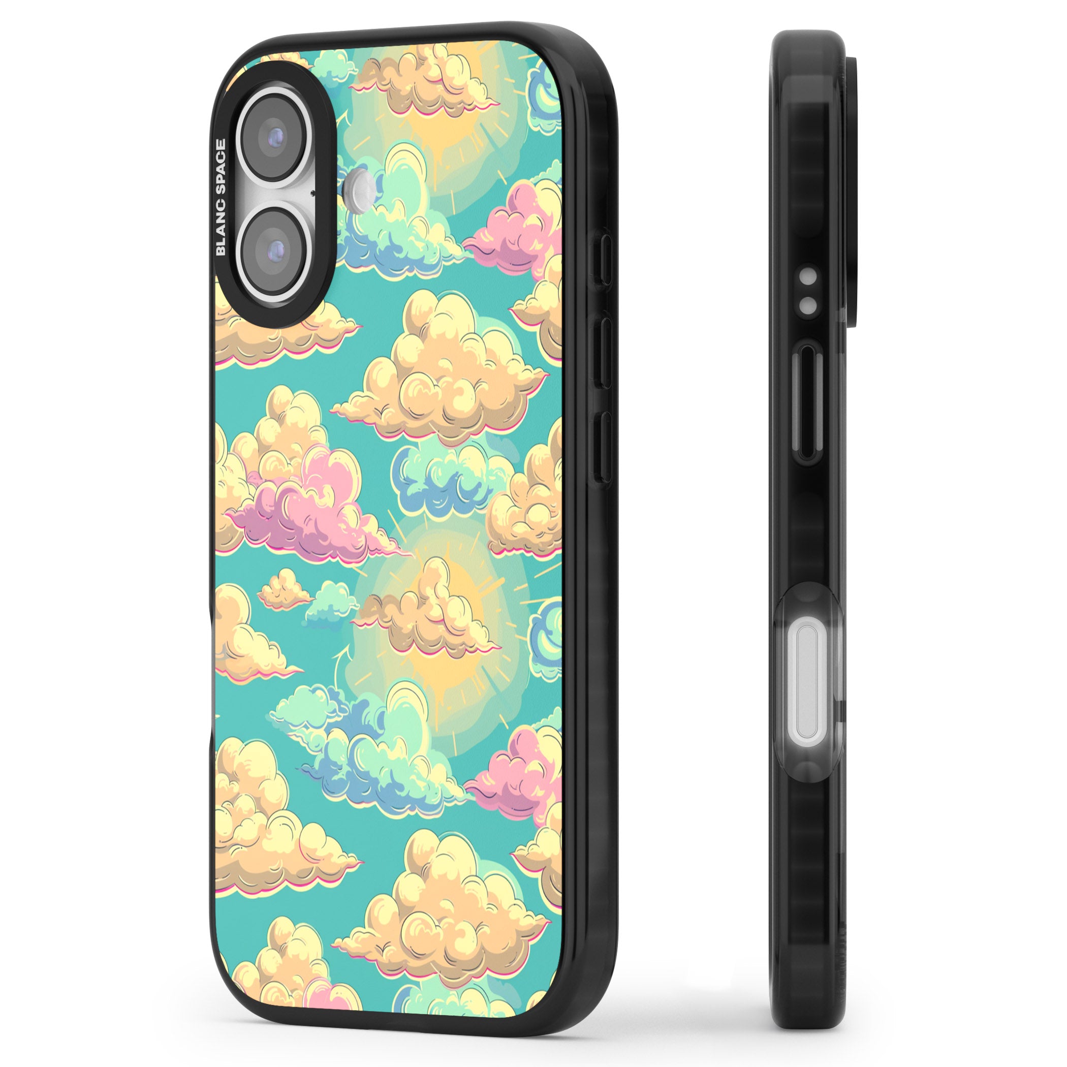 Pastel Clouds iPhone 17 Impact Black Phone Case Side Profile
