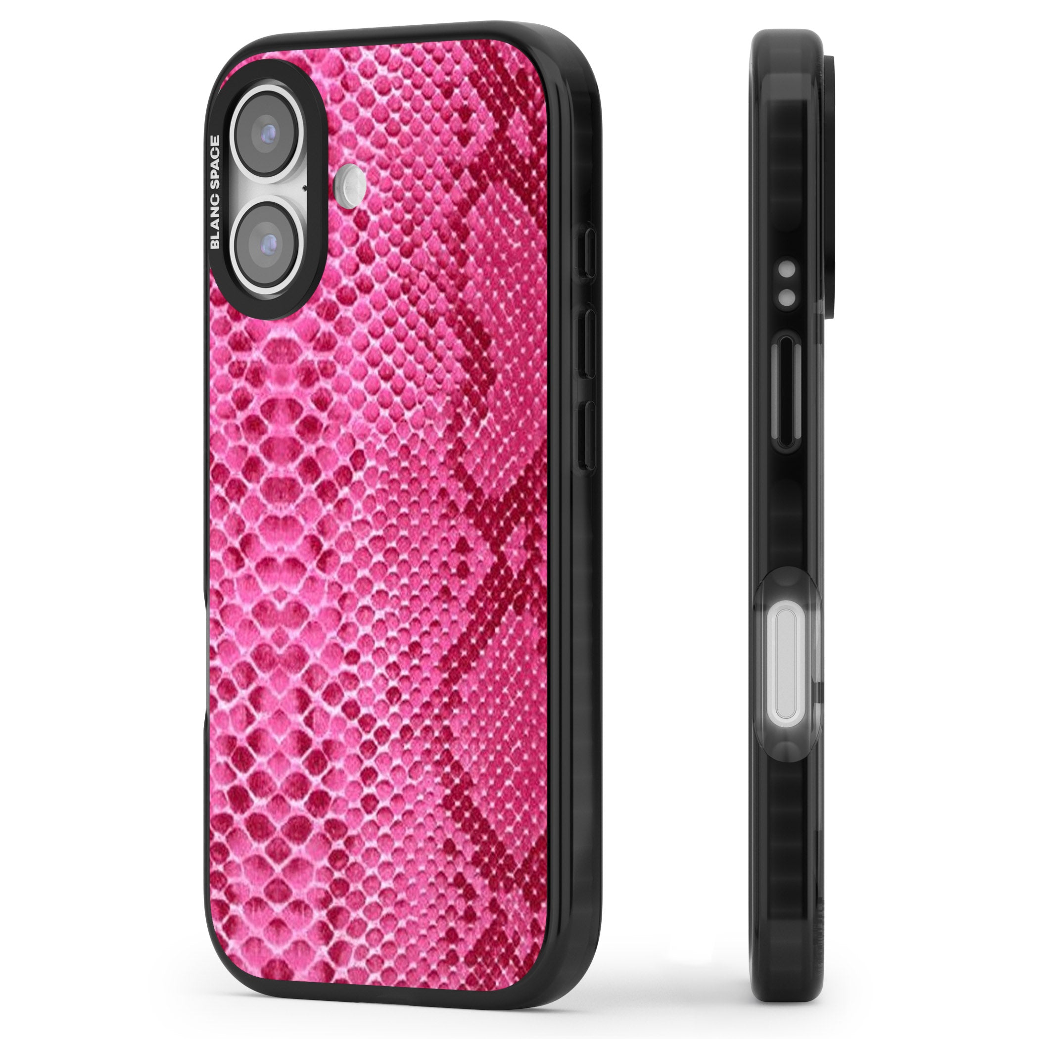 Pink Snakeskin iPhone 17 Impact Black Phone Case Side Profile