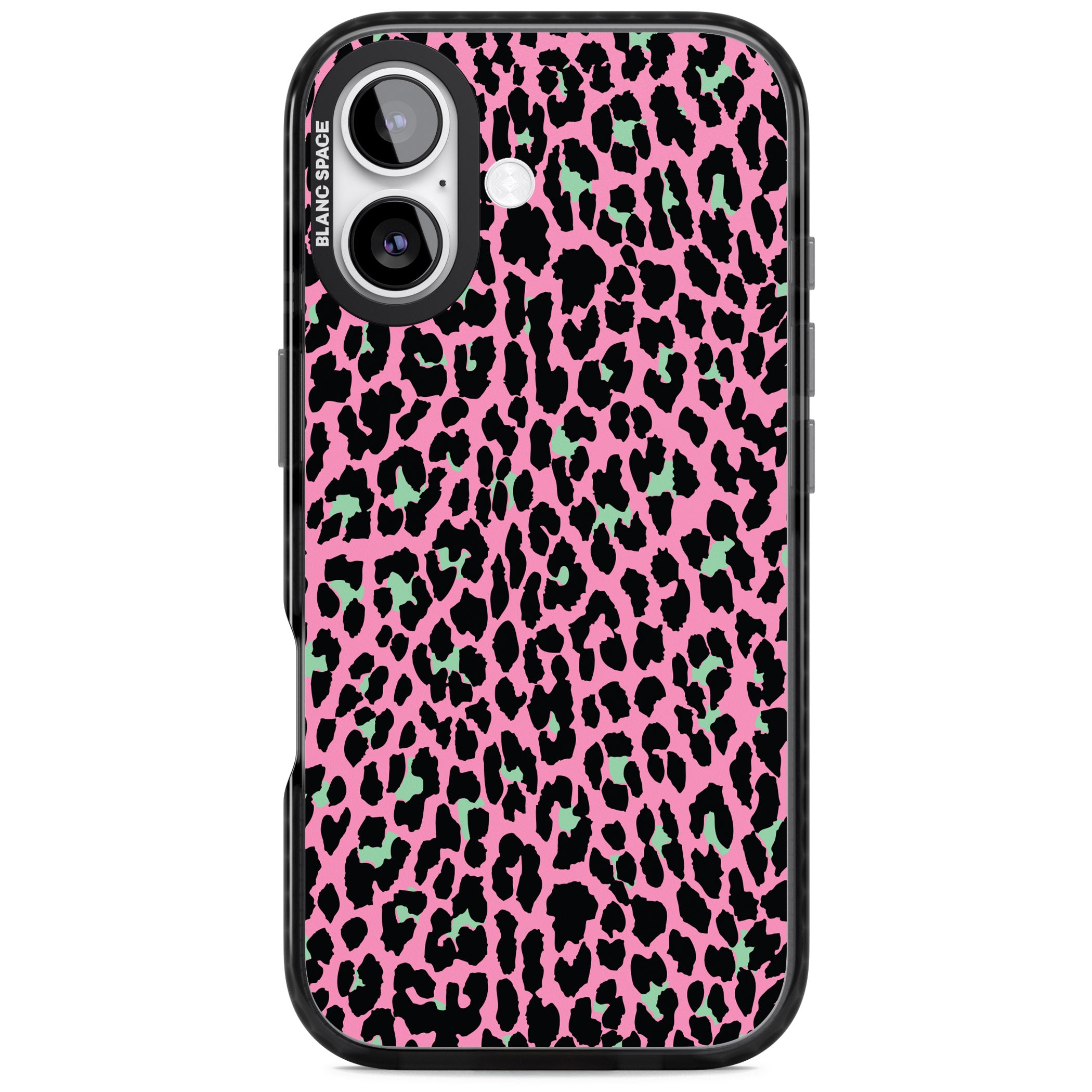Pink & Green Leopard iPhone 17 Impact Black Phone Case