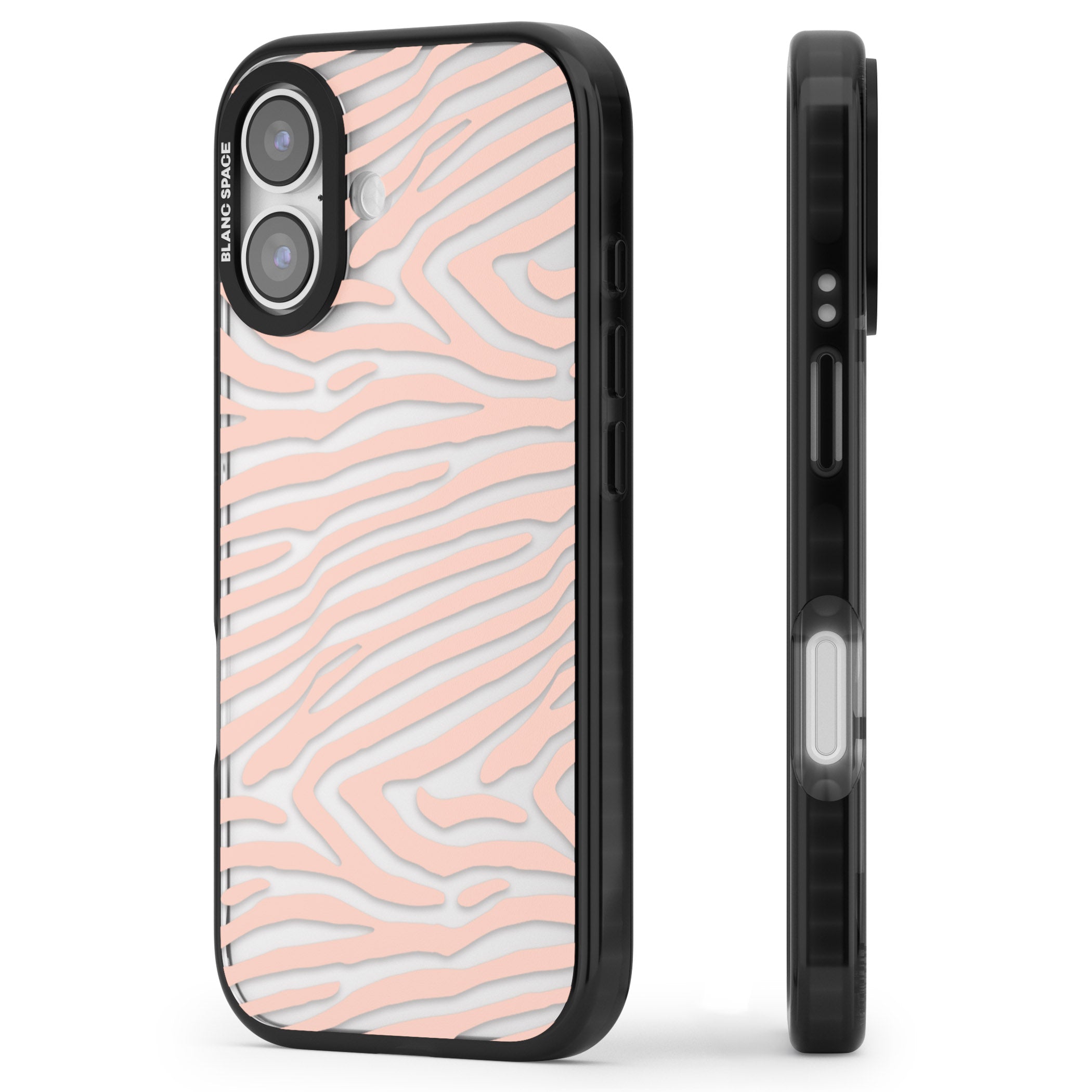 Horizontal Zebra Stripes Transparent Animal Print iPhone 17 Impact Black Phone Case Side Profile