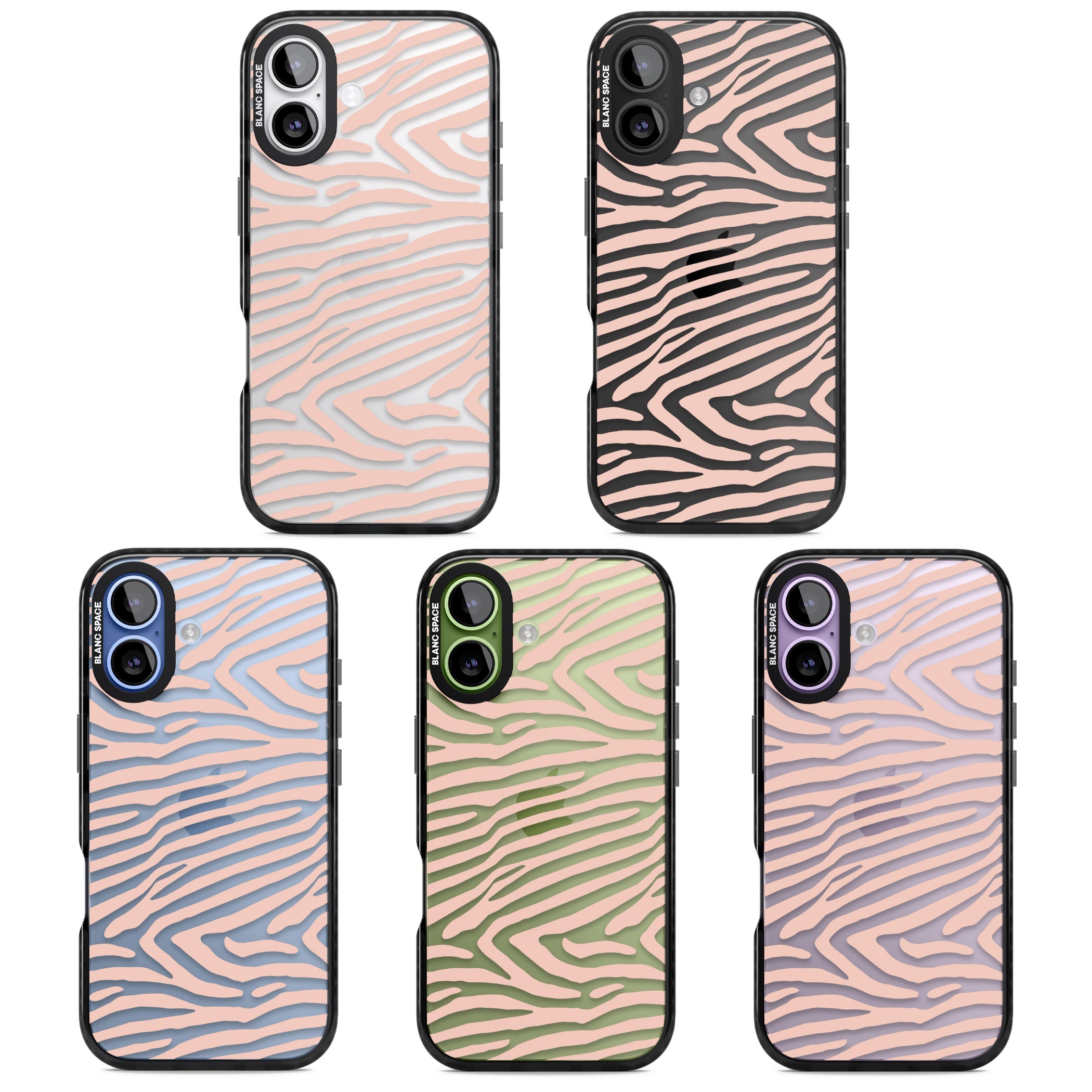 Horizontal Zebra Stripes Transparent Animal Print iPhone 17 Impact Black Phone Case APT Impact Protection