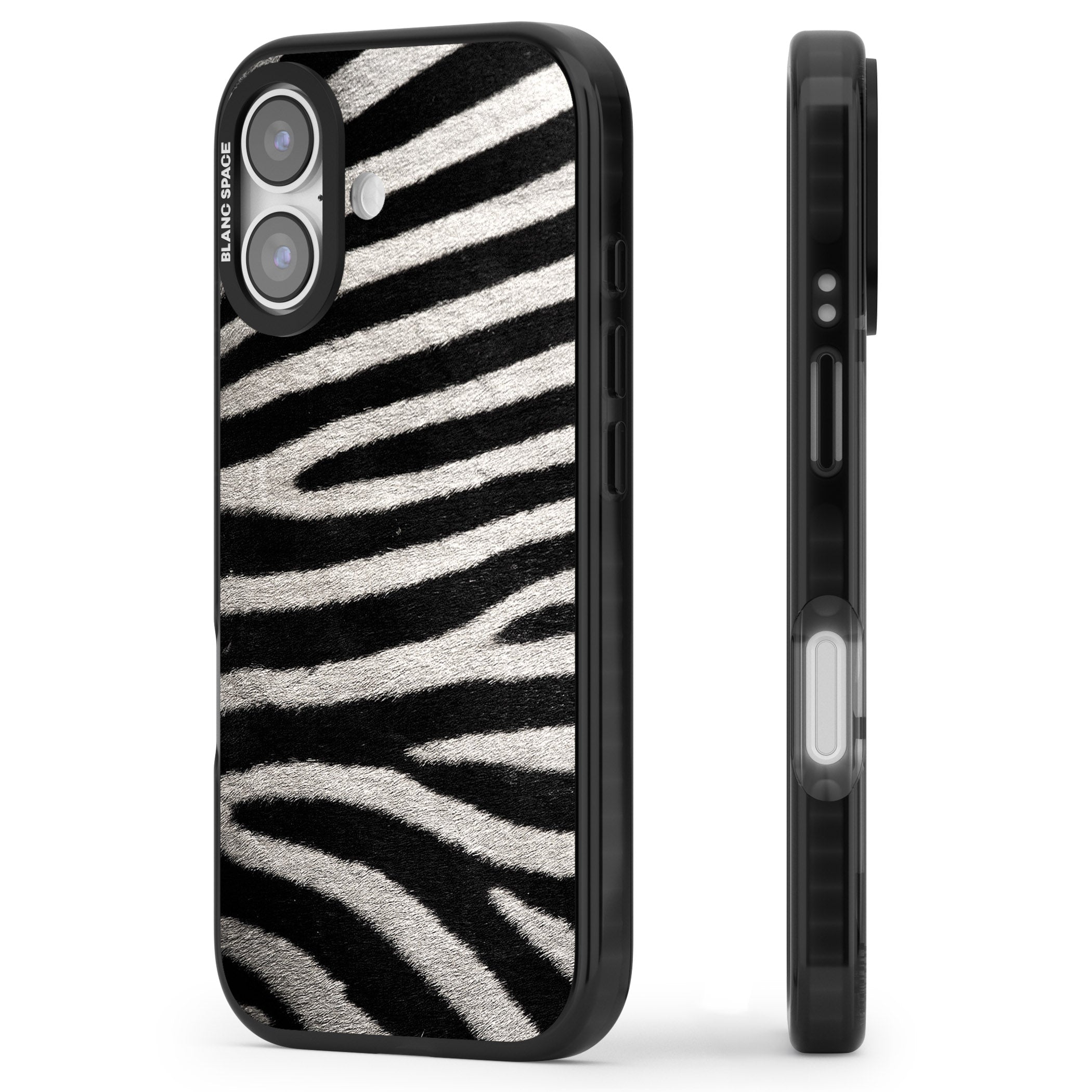 Zebra Print iPhone 17 Impact Black Phone Case Side Profile