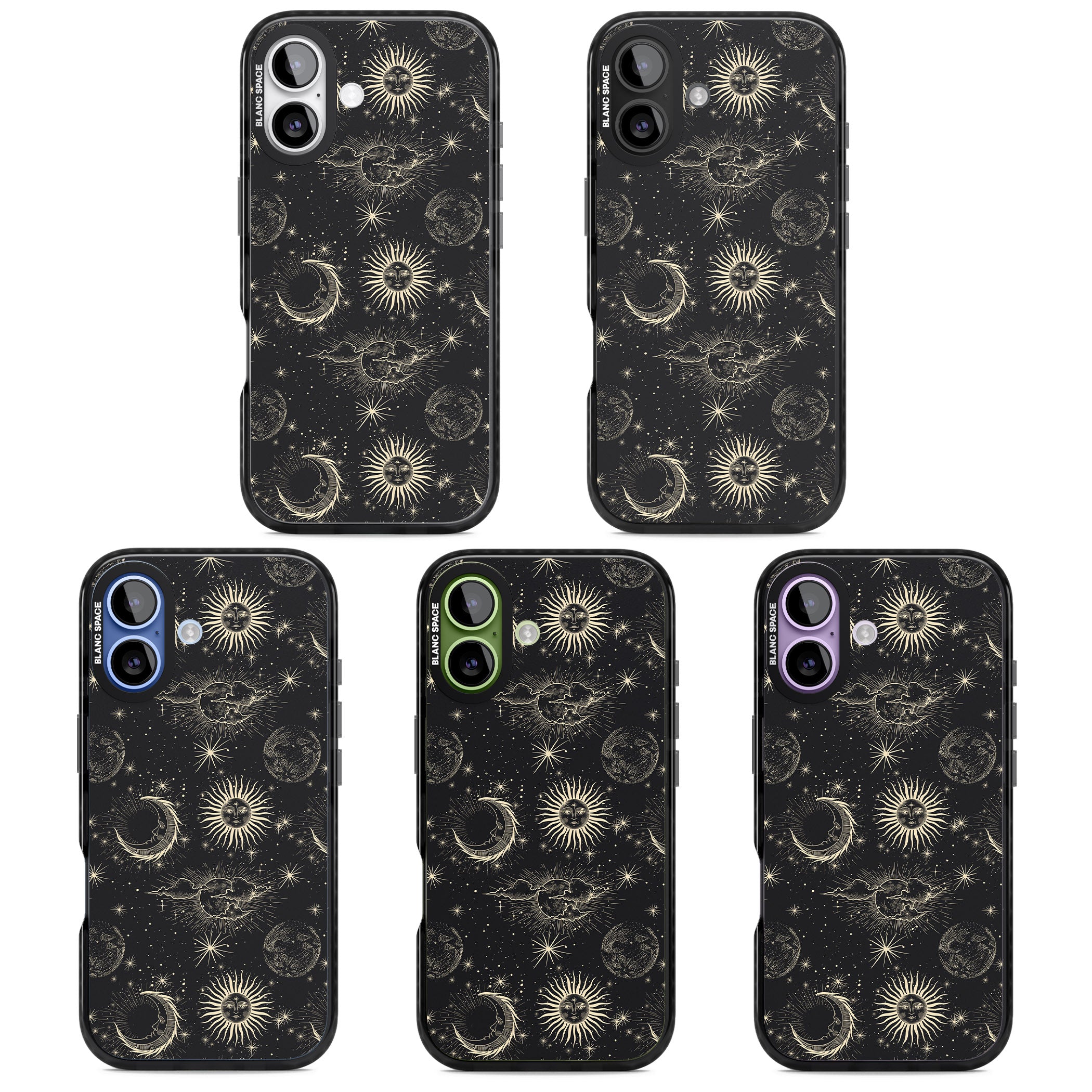 Suns & Moons Celestial Night iPhone 17 Impact Black Phone Case APT Impact Protection