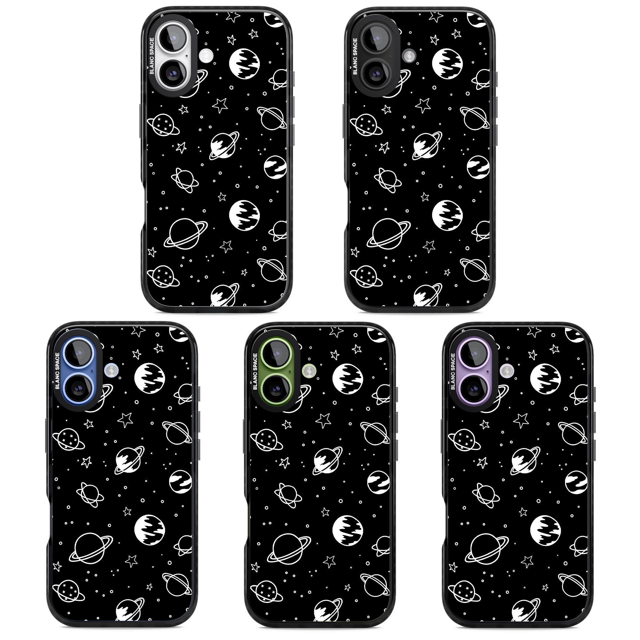 Cosmic Sketch White Black iPhone 17 Impact Black Phone Case APT Impact Protection