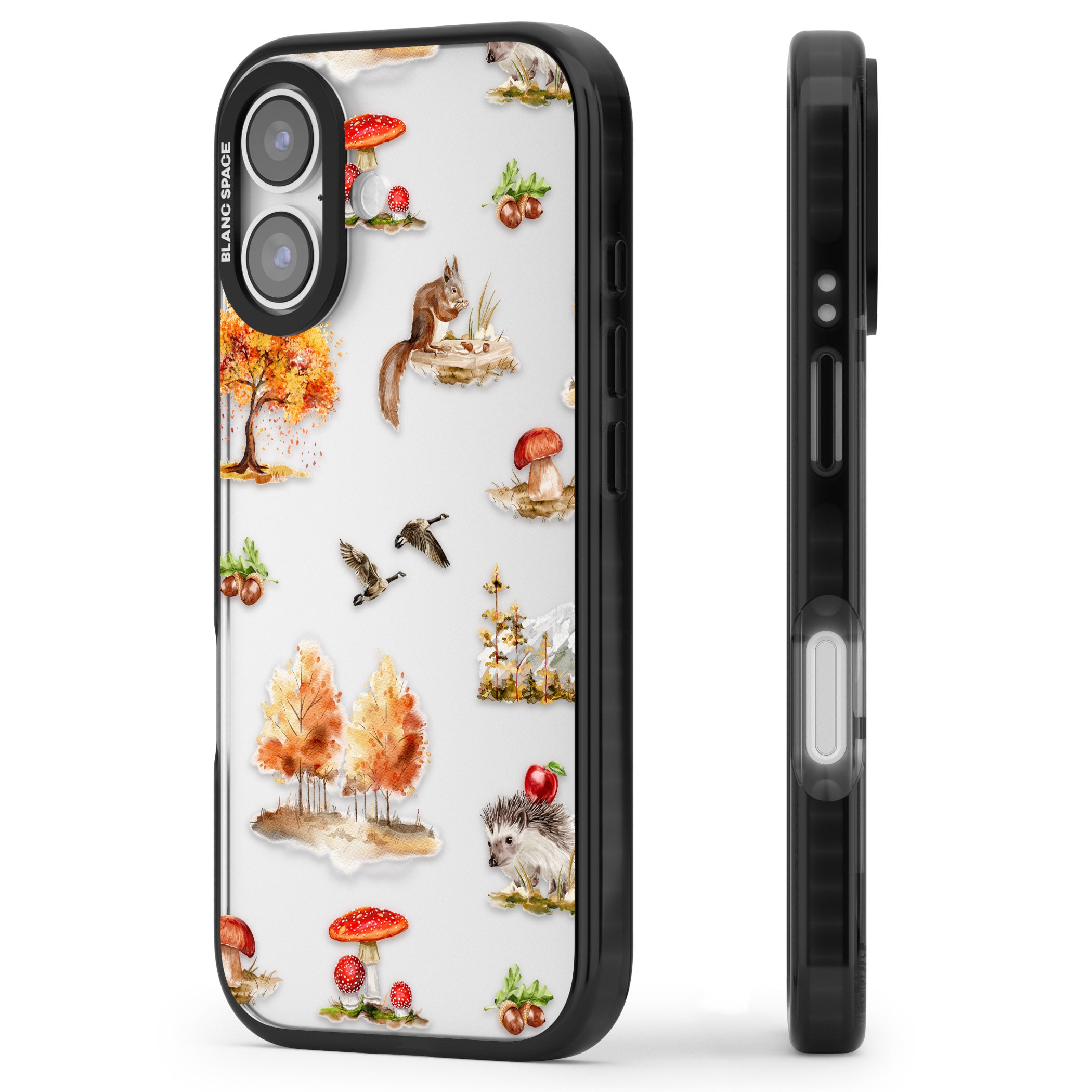 Fall Forest Friends iPhone 17 Impact Black Phone Case Side Profile