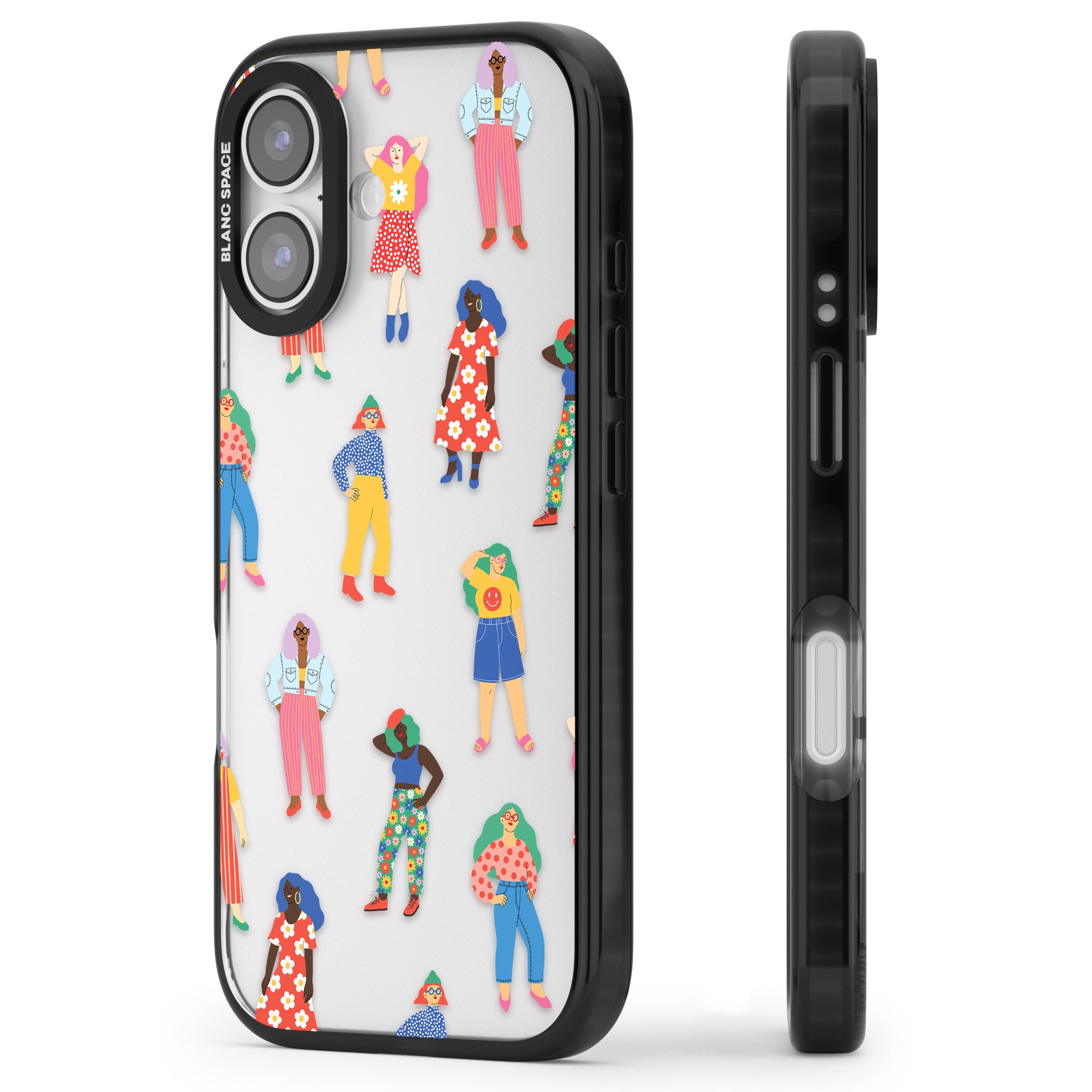 Girls Pattern iPhone 17 Impact Black Phone Case Side Profile