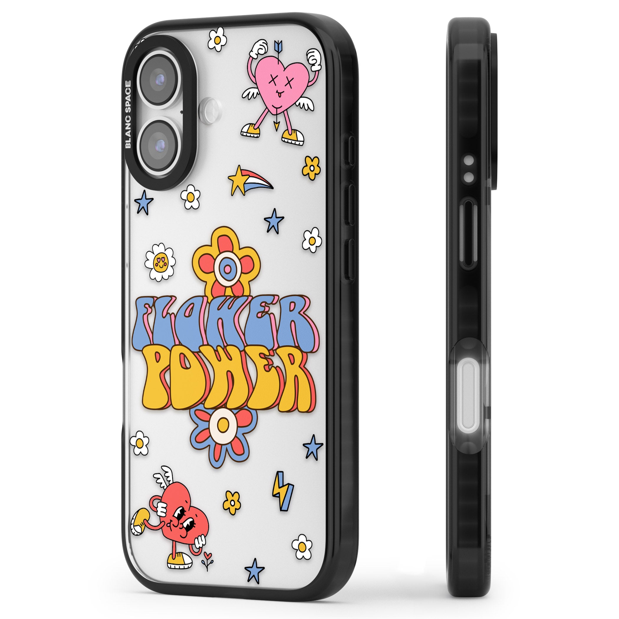 Flower Power iPhone 17 Impact Black Phone Case Side Profile