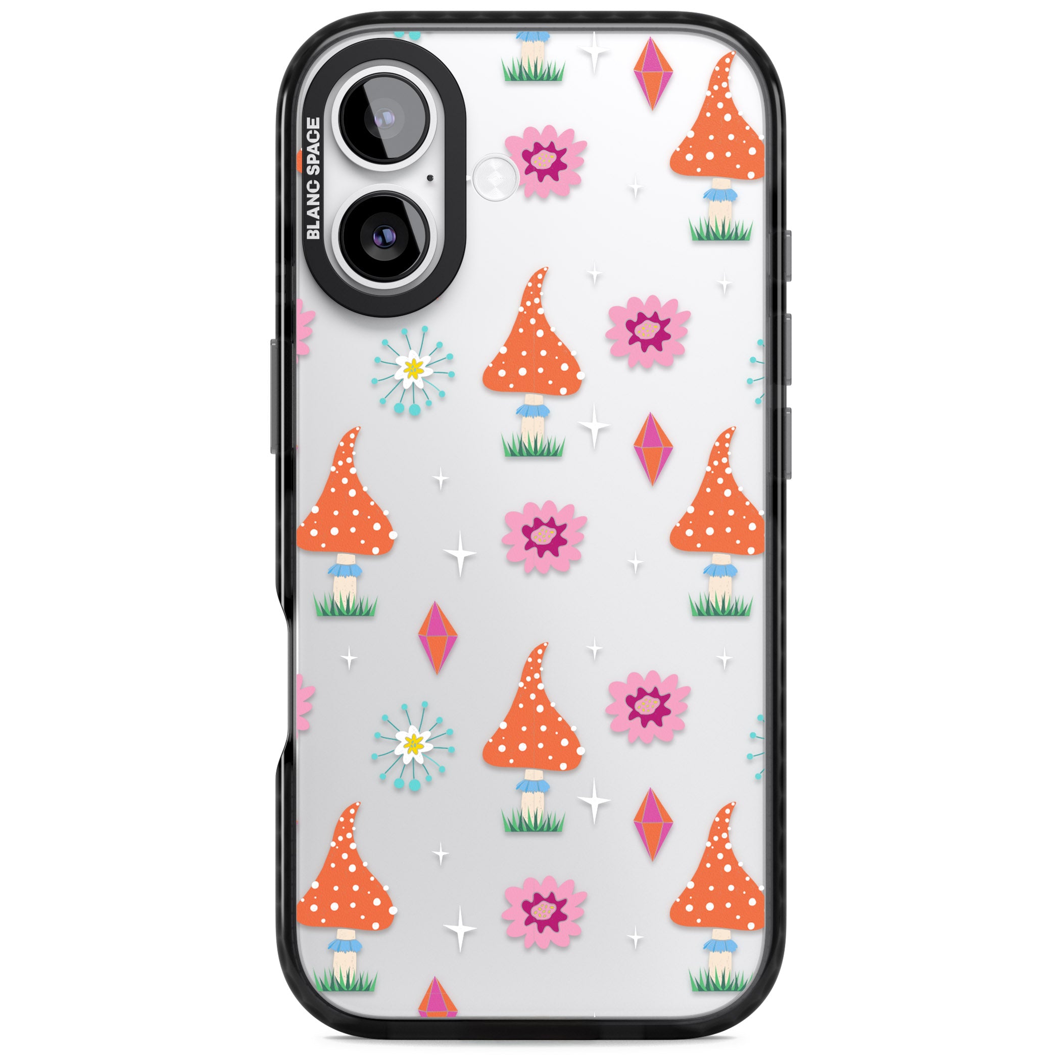Boho Celestial Mushroom Crystal iPhone 17 Impact Black Phone Case