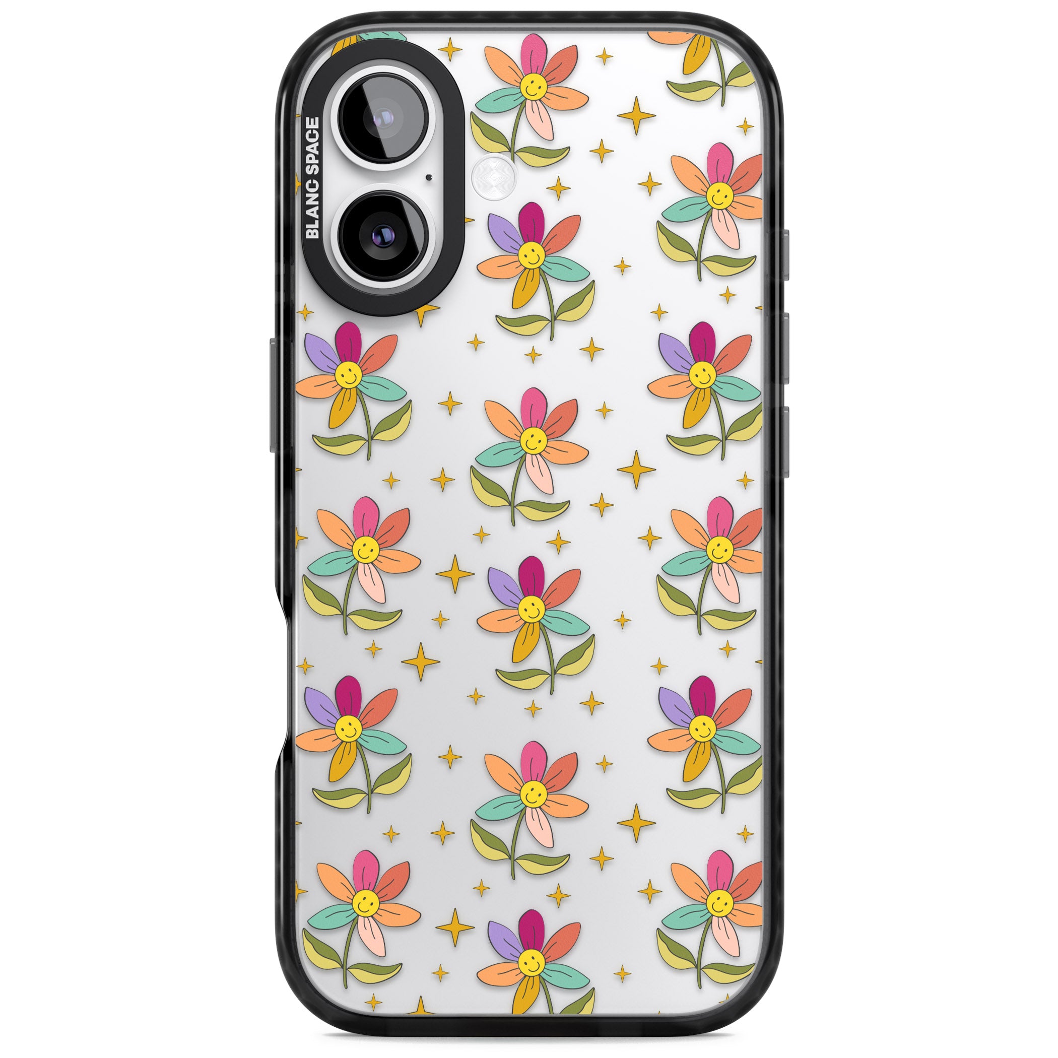 Boho Celestial Happy Flower iPhone 17 Impact Black Phone Case