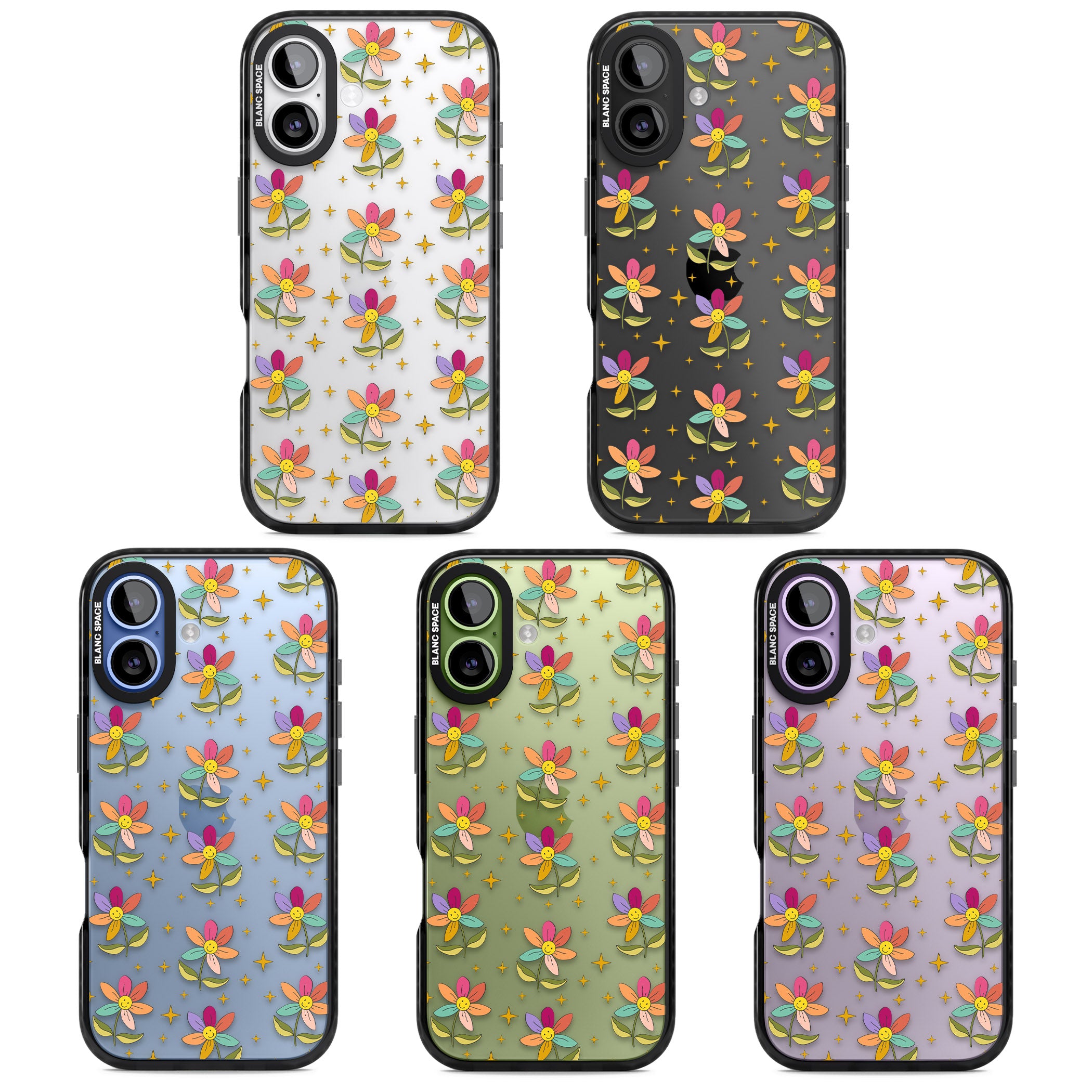 Boho Celestial Happy Flower iPhone 17 Impact Black Phone Case APT Impact Protection