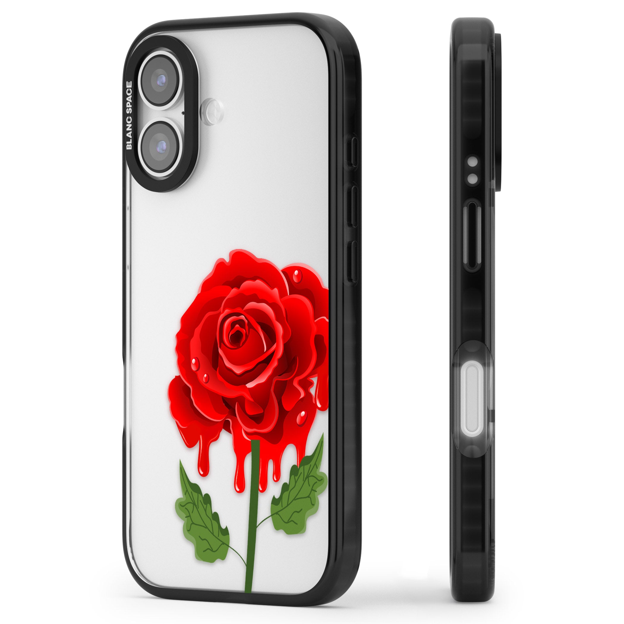 Melting Rose iPhone 17 Impact Black Phone Case Side Profile