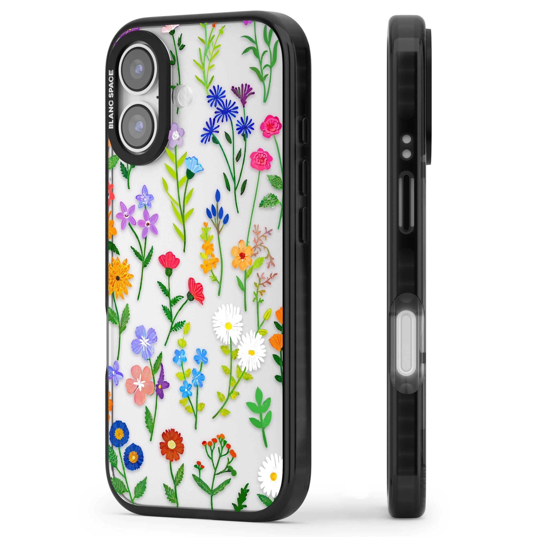 Wildflower Garden iPhone 17 Impact Black Phone Case Side Profile