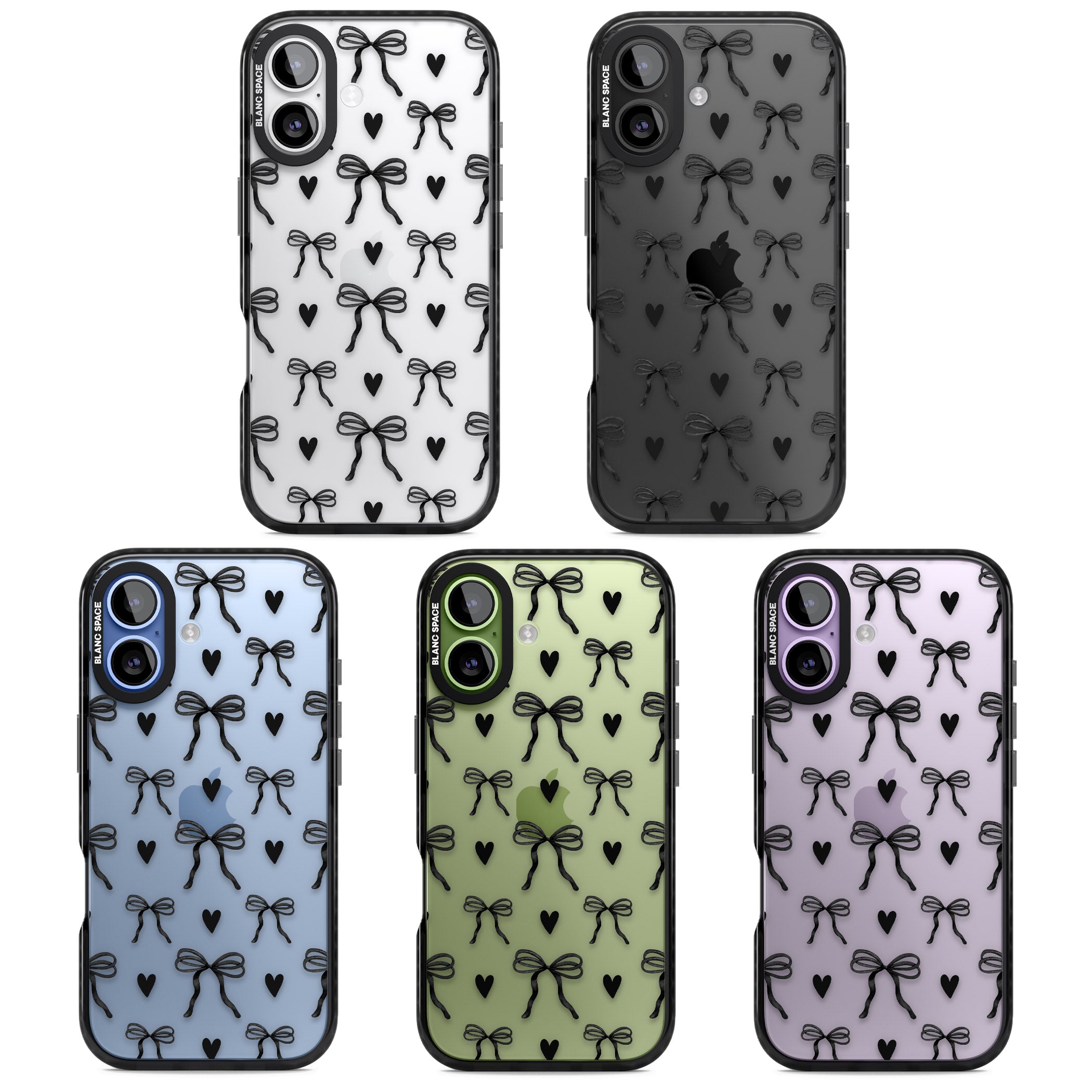 Black Bows & Hearts iPhone 17 Impact Black Phone Case APT Impact Protection