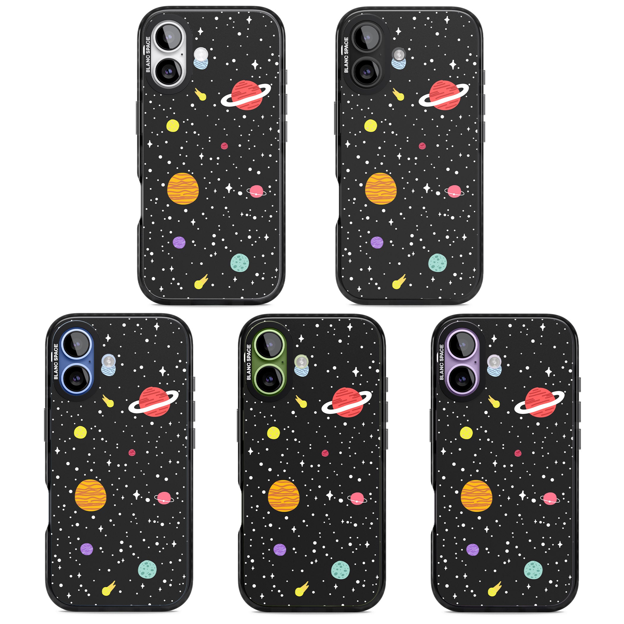 Cute Cartoon Planets iPhone 17 Impact Black Phone Case APT Impact Protection