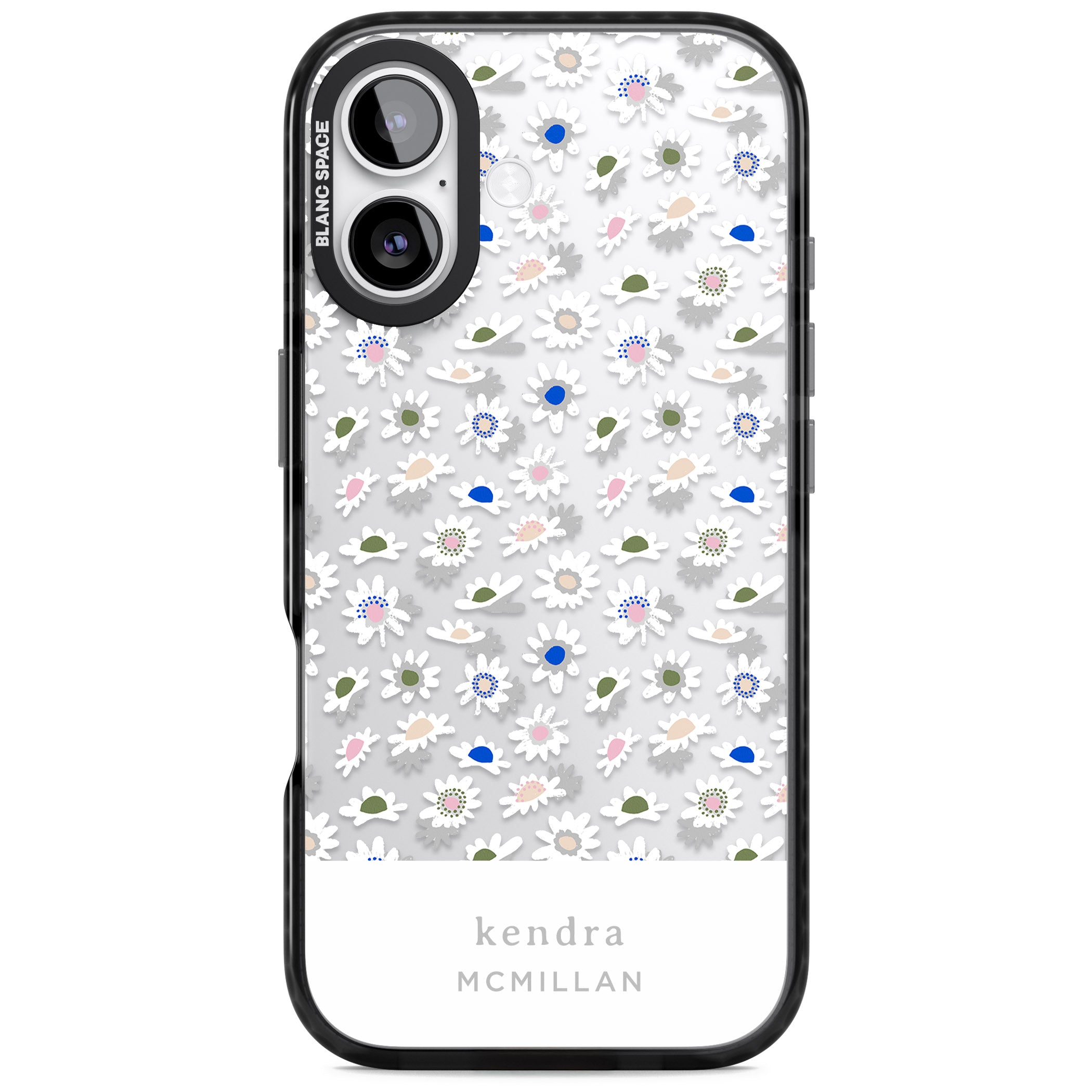 Personalised Grey & White Daisies iPhone 17 Impact Black Phone Case