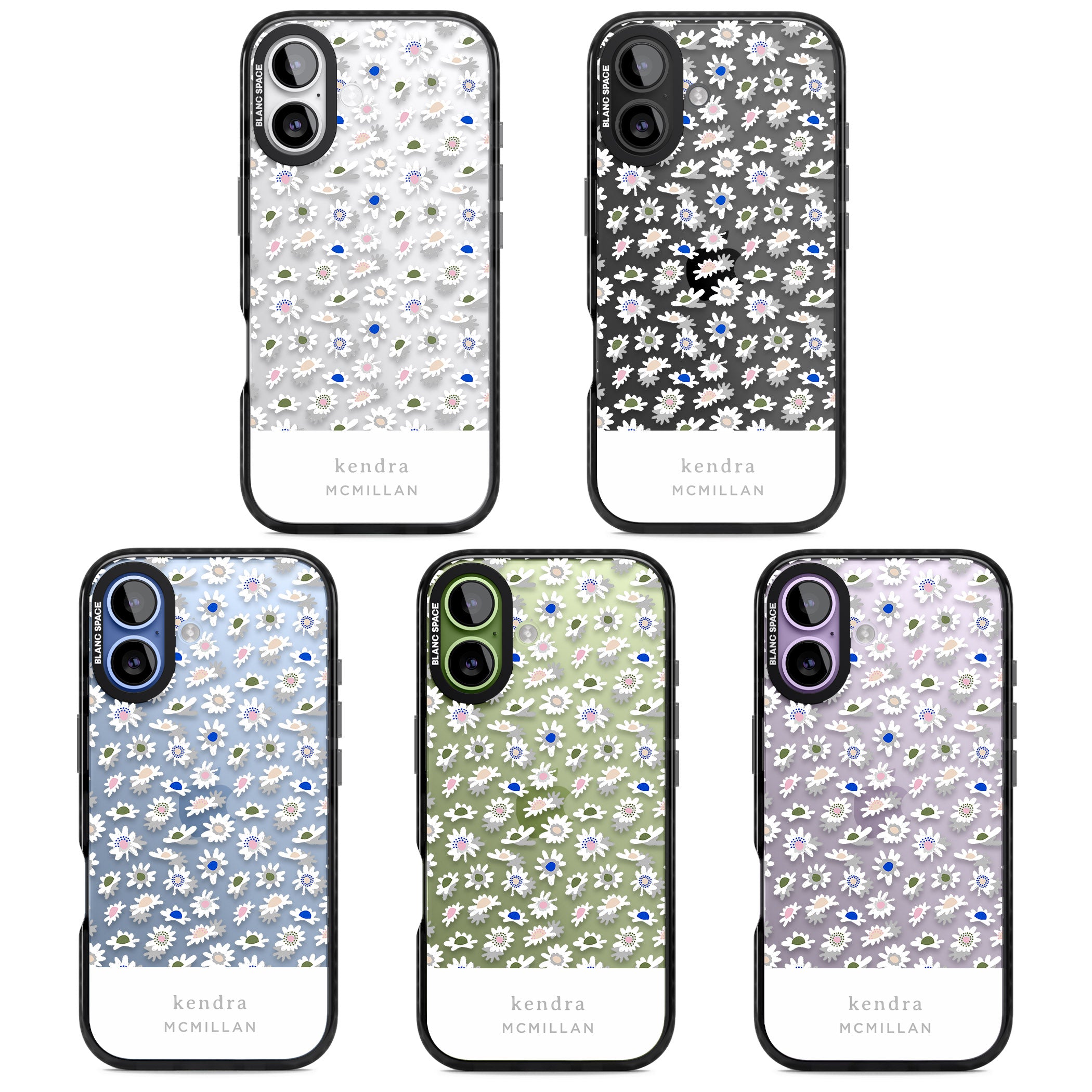 Personalised Grey & White Daisies iPhone 17 Impact Black Phone Case APT Impact Protection