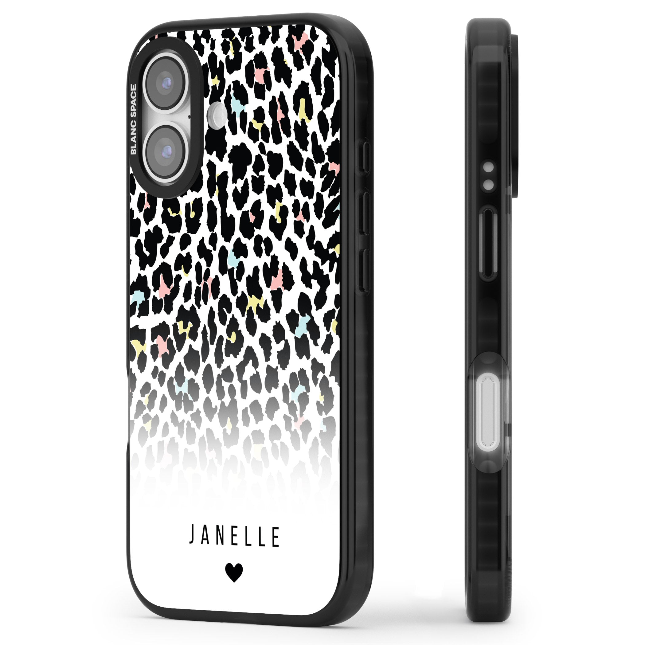 Personalised Pastel Leopard iPhone 17 Impact Black Phone Case Side Profile