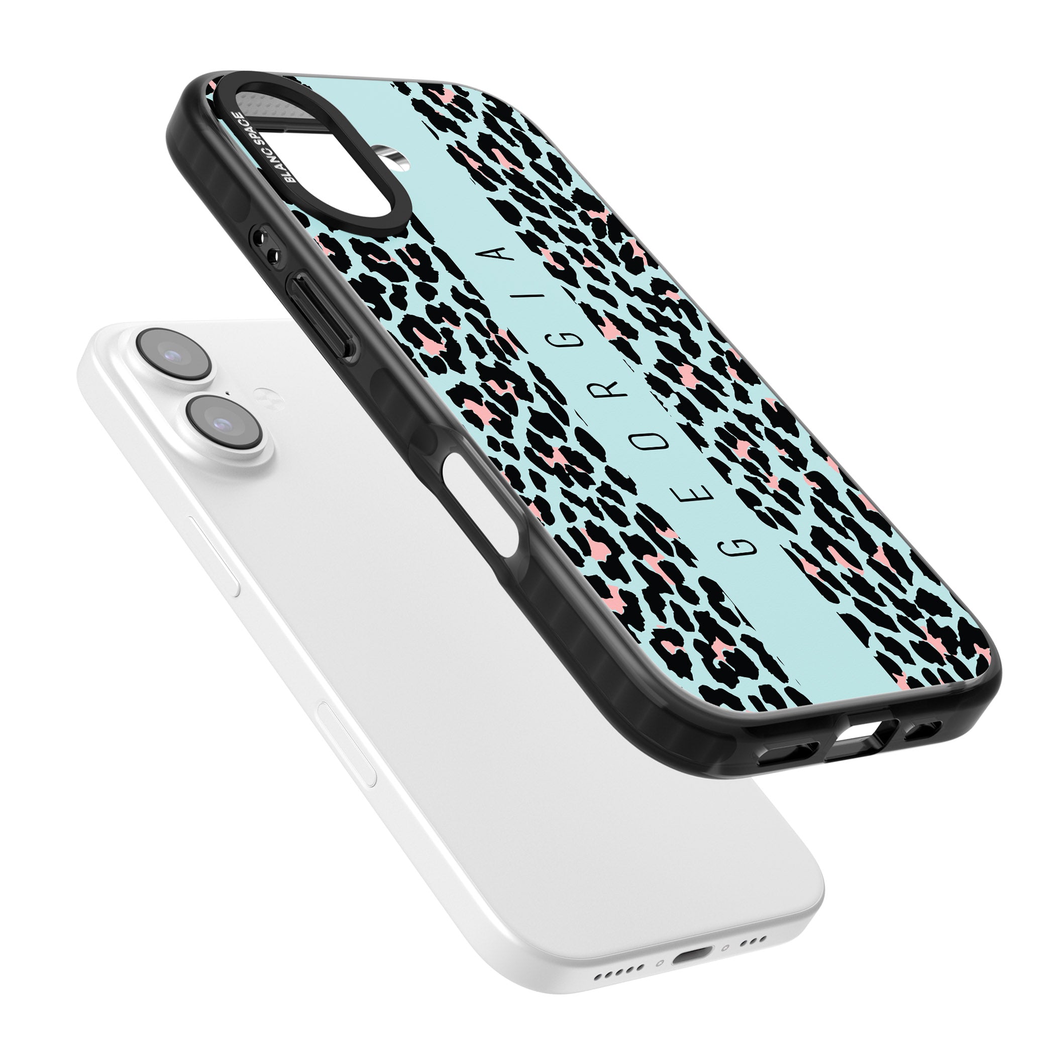 Personalised Blue Leopard iPhone 17 Impact Black Phone Case Colours