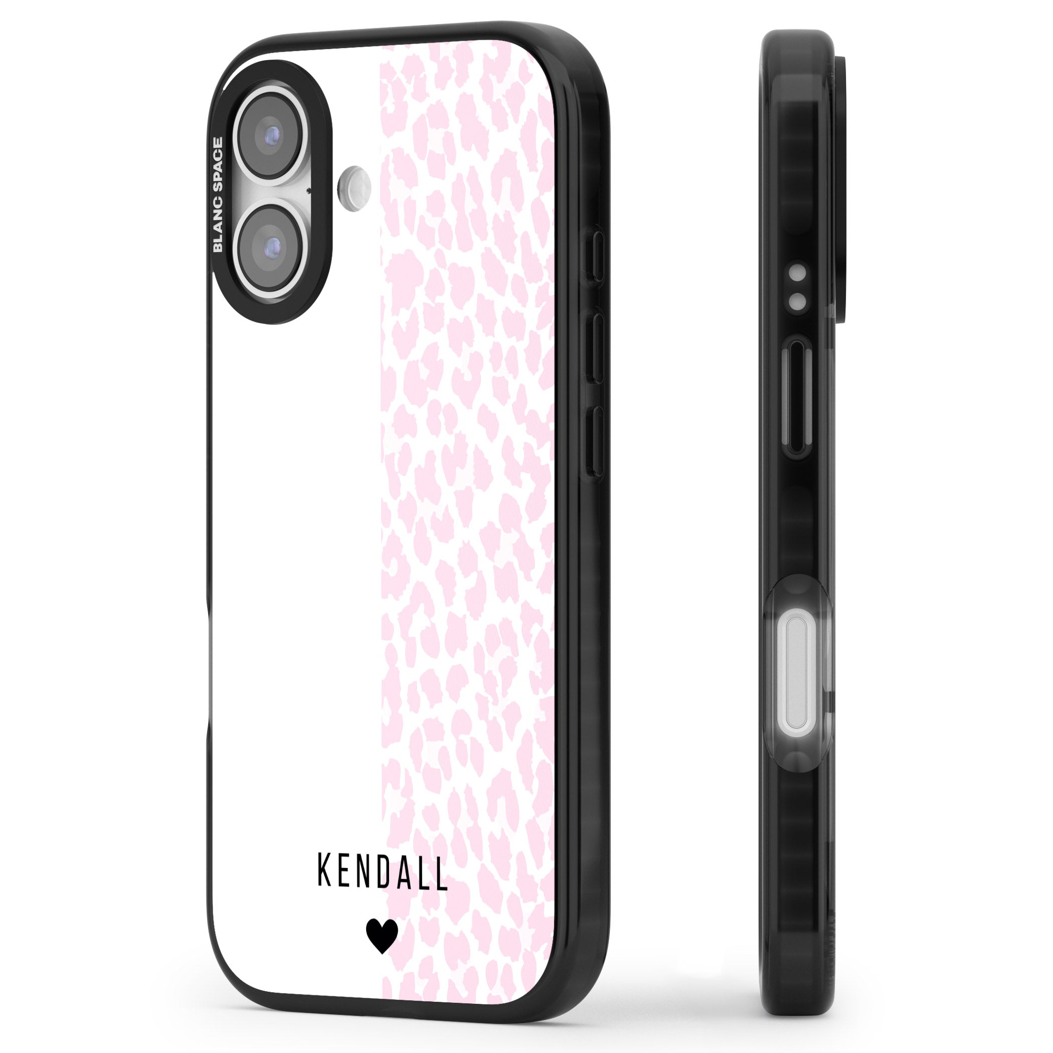 Personalised Pink Leopard iPhone 17 Impact Black Phone Case Side Profile