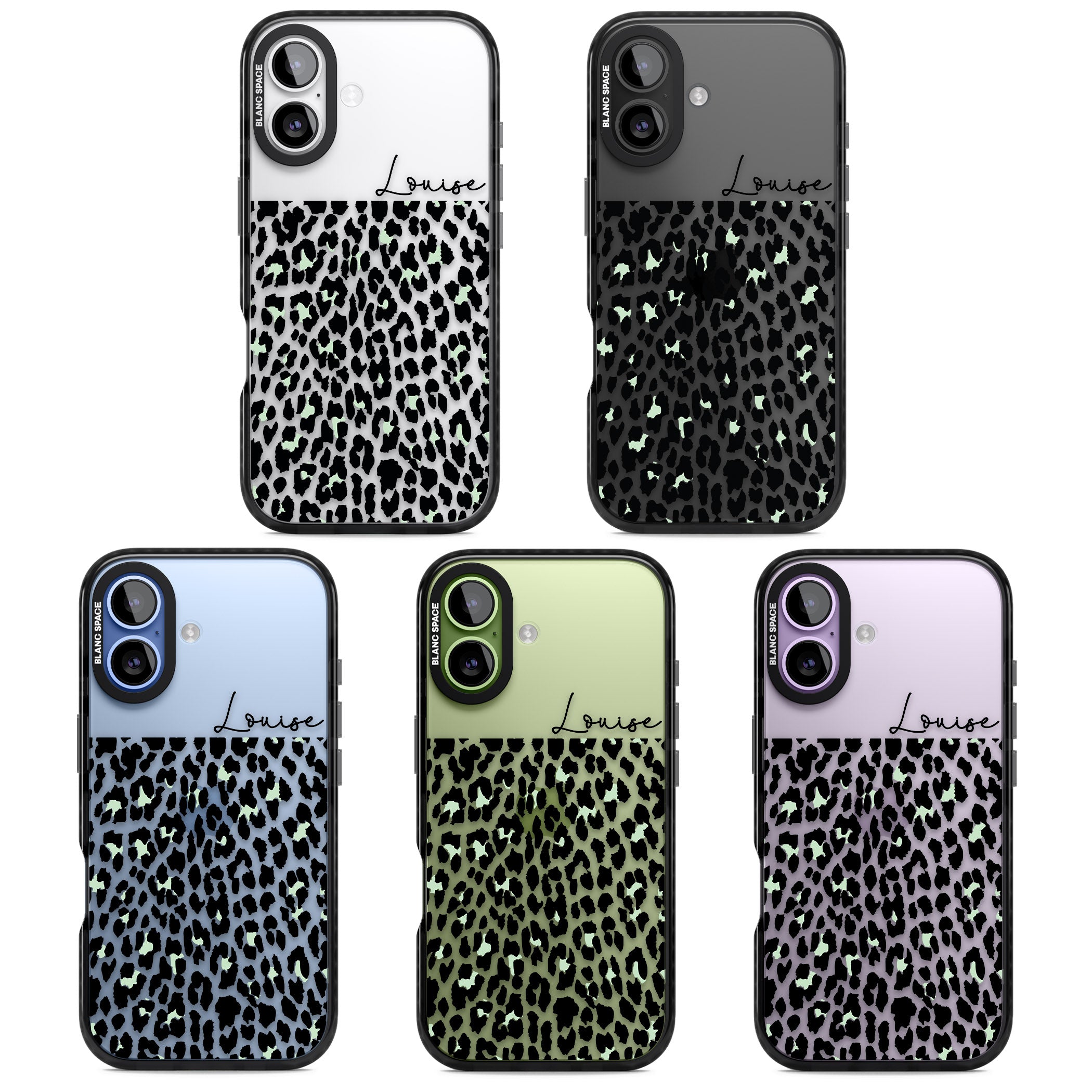 Personalised Seafoam Leopard iPhone 17 Impact Black Phone Case APT Impact Protection